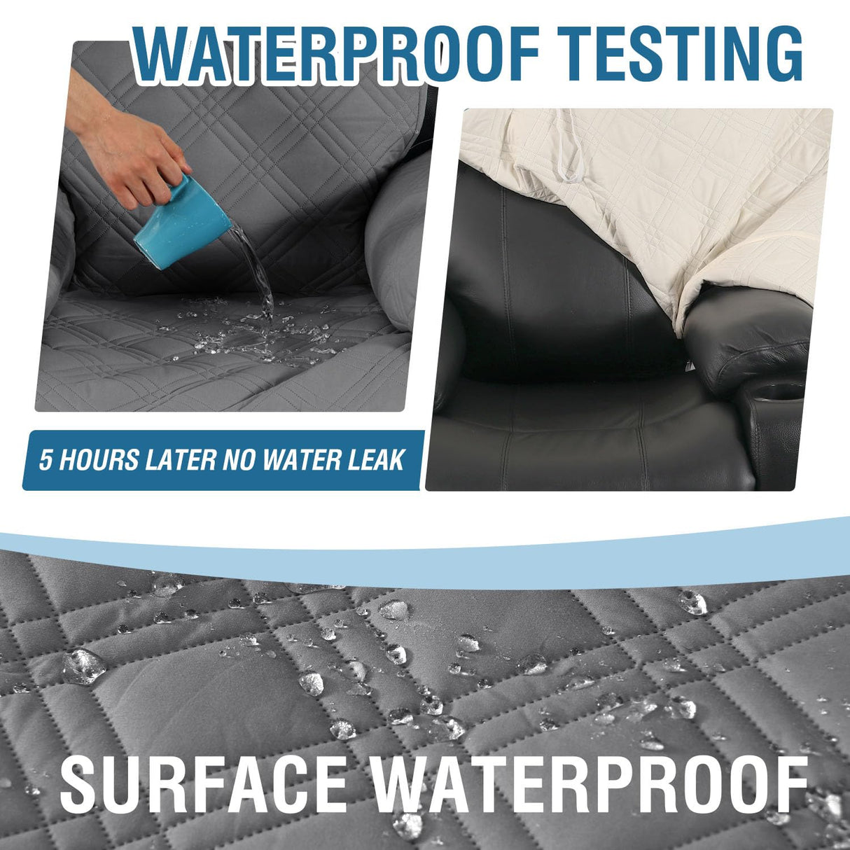 H.VERSAILTEX 100% Waterproof Recliner Chair Cover Nonslip Recliner Cover Stay in Place Electric Power Lift Recliner Slipcovers Fitted Standard Large Power Lift Recliner with Side Pocket,Grey/Beige H.VERSAILTEX