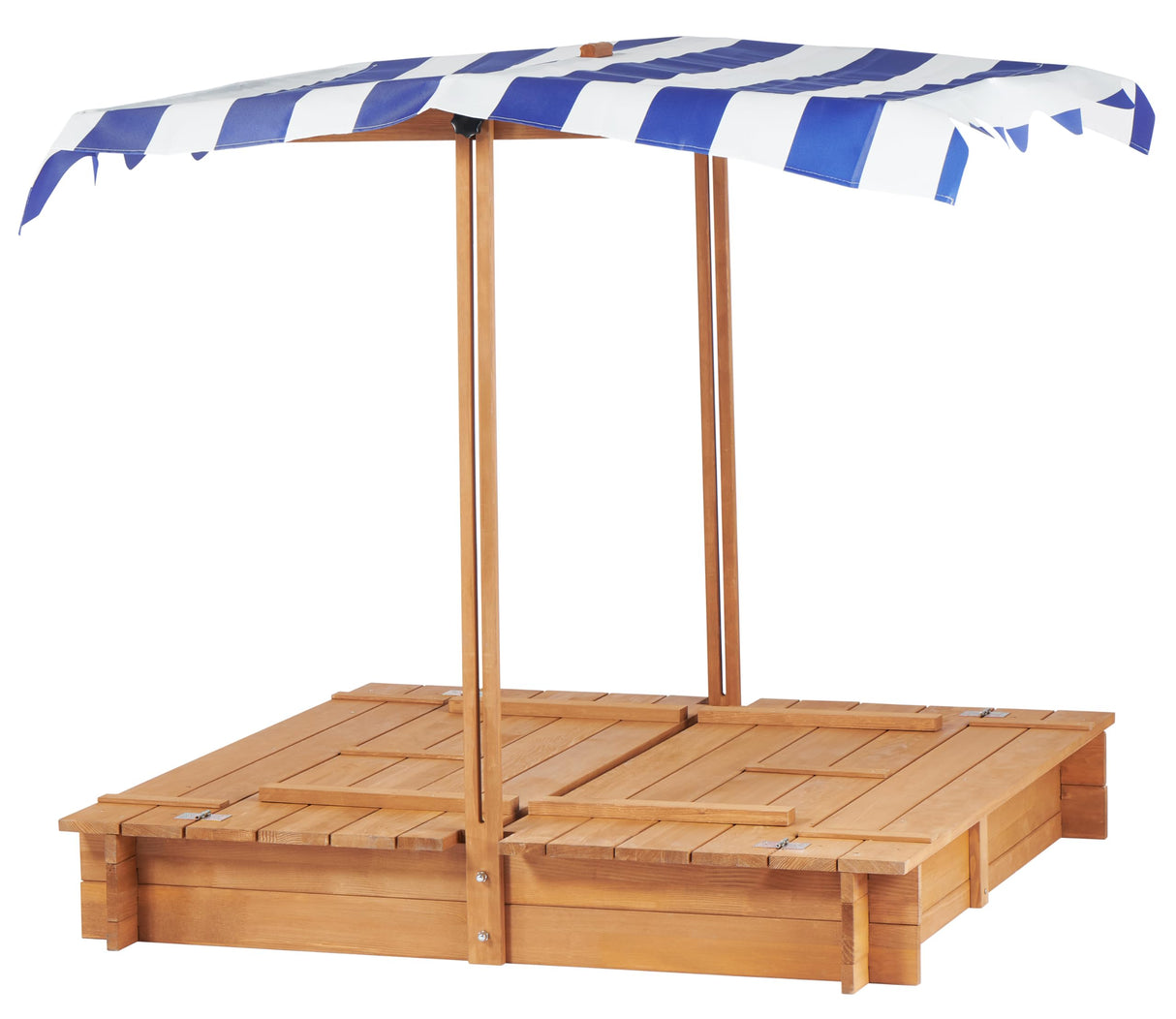 Mederra Kids Sandbox with Cover, 46'' Wooden Sand Box w/Adjustable Canopy, Outdoor Sandpit for Backyard Play, Light Brown Mederra