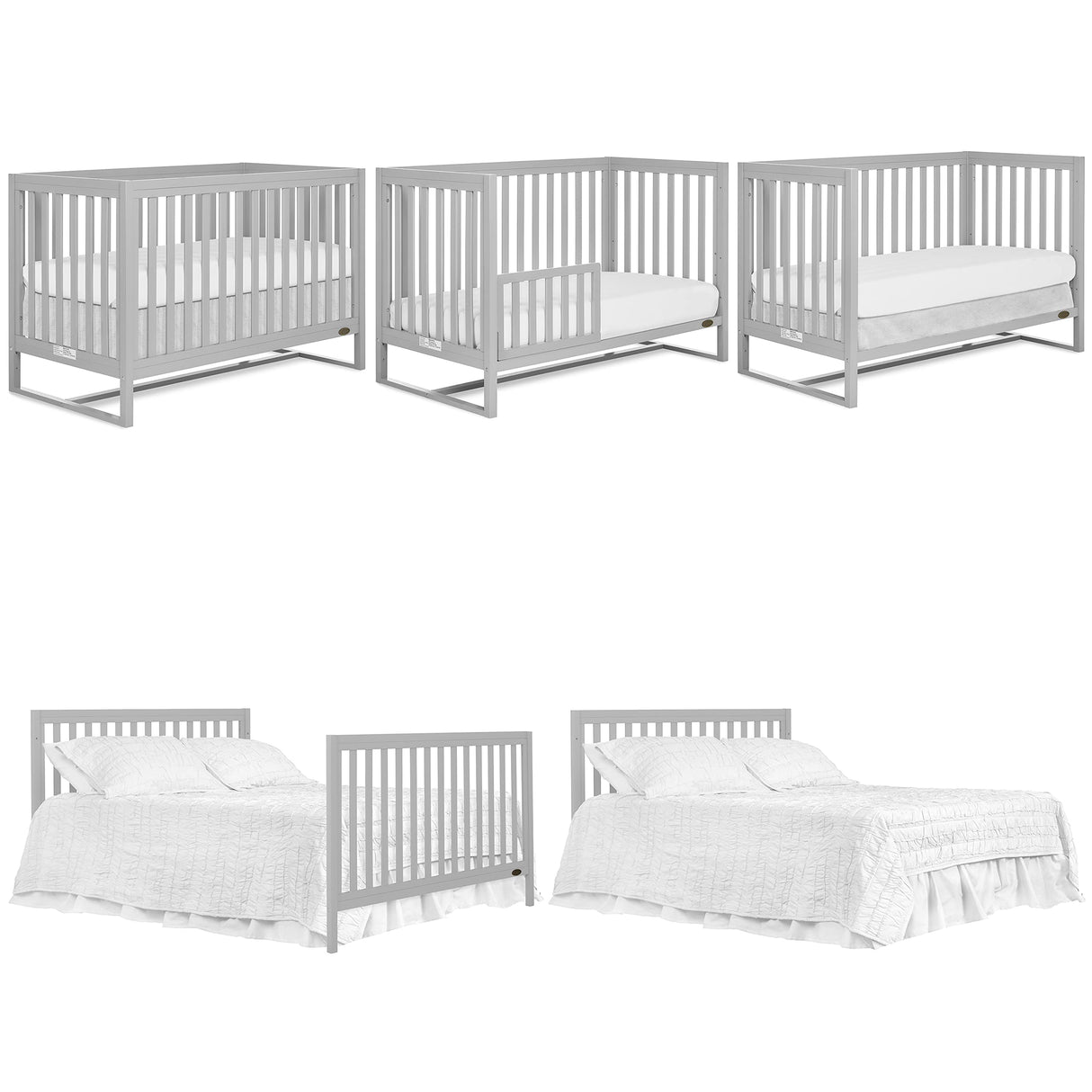 Dream On Me Arlo 5-in-1 Convertible Crib in Pebble Grey, JPMA Certified, 3 Mattress Height Settings, Non-Toxic Finish, Made of Sustainable and Sturdy Pinewood Dream On Me