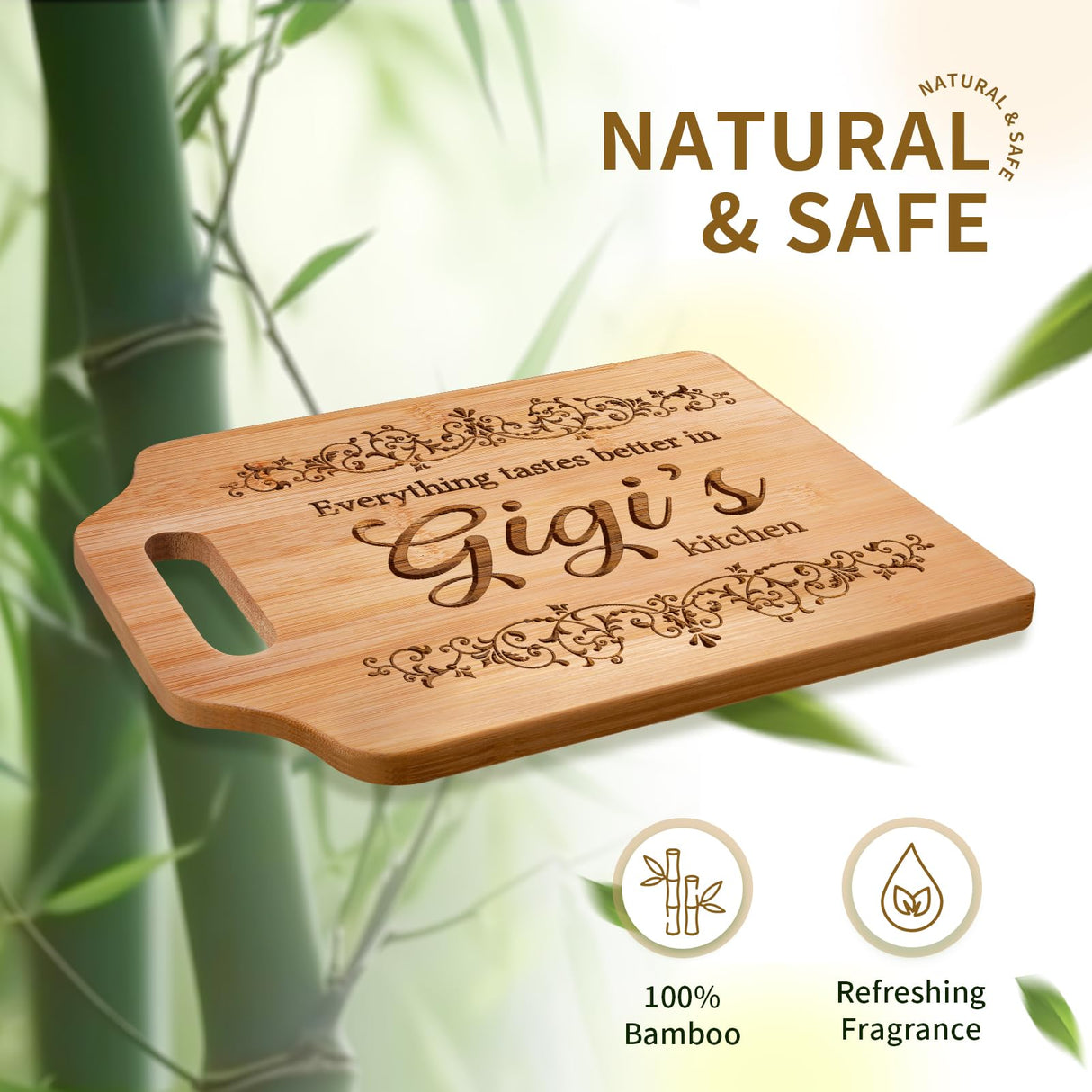AceThrills Gigi Gifts for Grandma - Engraved Bamboo Cutting Board 12.3"L × 8.7“W × 0.4"Th - Gifts for Gigi, Birthday Gift for Gigi from Grandkids Granddaughter Grandson AceThrills