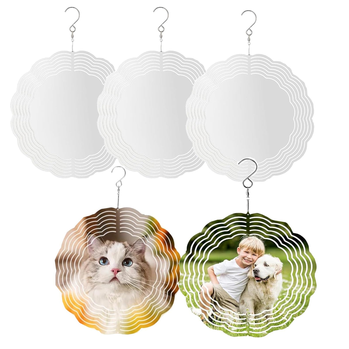 DJFHIW 5 Pack Sublimation Wind Spinner Blanks 8 Inch,3D Aluminum Wind Spinner Sublimation DIY Crafts Ornaments for Indoor Outdoor Garden Yard (8in) DJFHIW