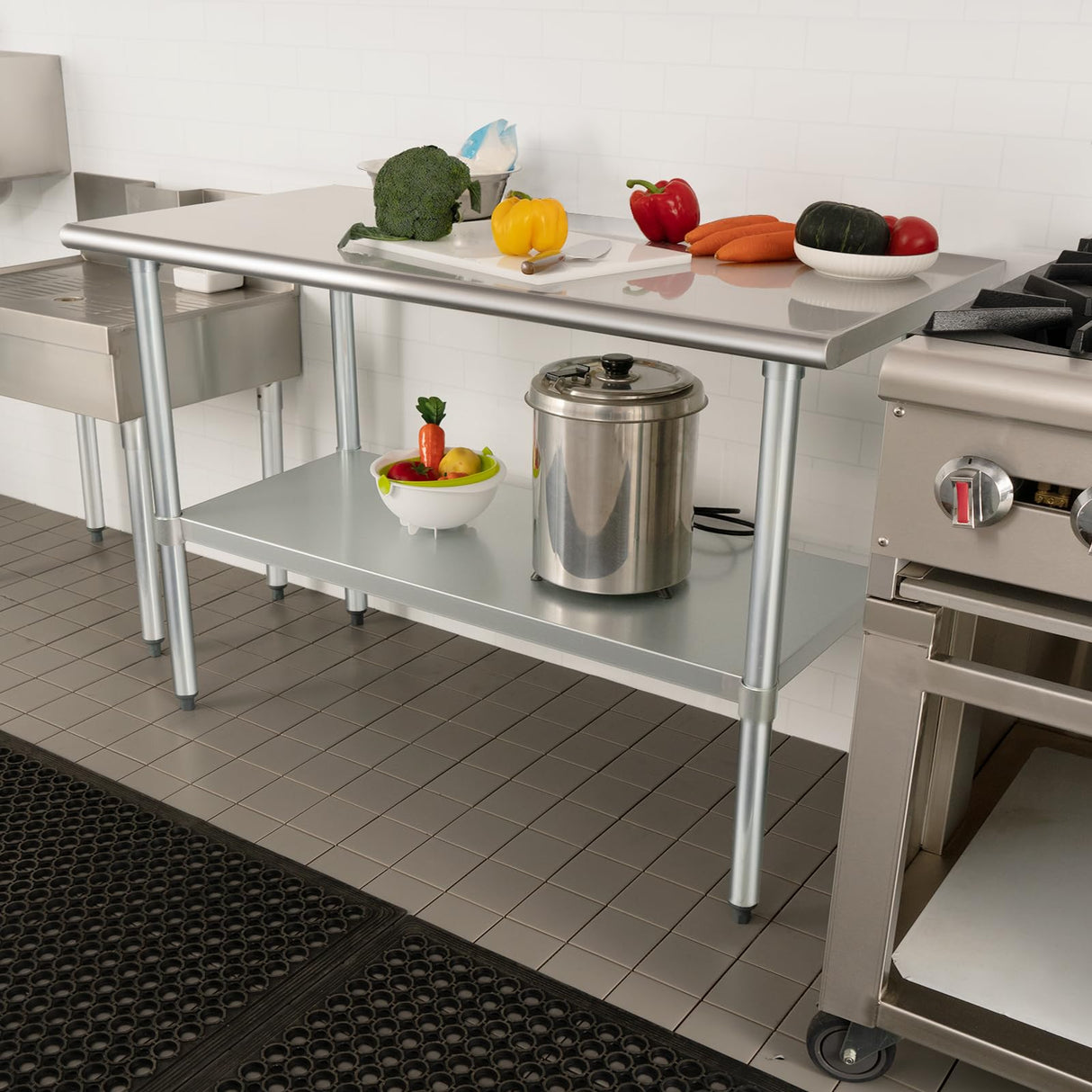 HARDURA Stainless Steel Table 30X72 Inches with Undershelf and Galvanized Legs NSF Heavy Duty Commercial Metel Table for Food Prep HARDURA Restaurant Equipment