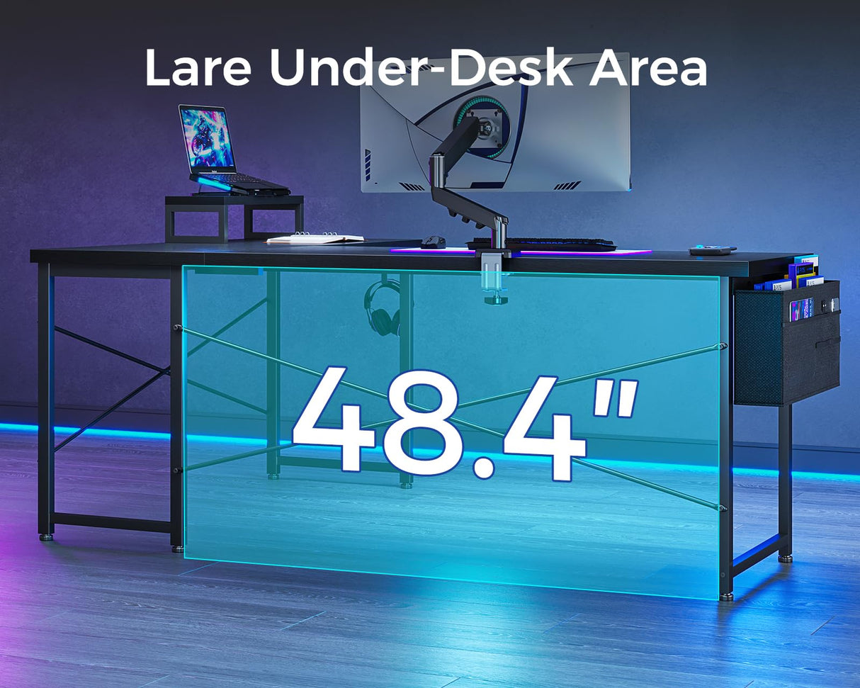 ODK L Shaped Desk, 66" Computer Corner Desk, Gaming Desk, Home Office Writing Desk with Monitor Shelf, Space-Saving Workstation Desk, Modern Simple Wooden Table, Easy to Assemble, Black ODK