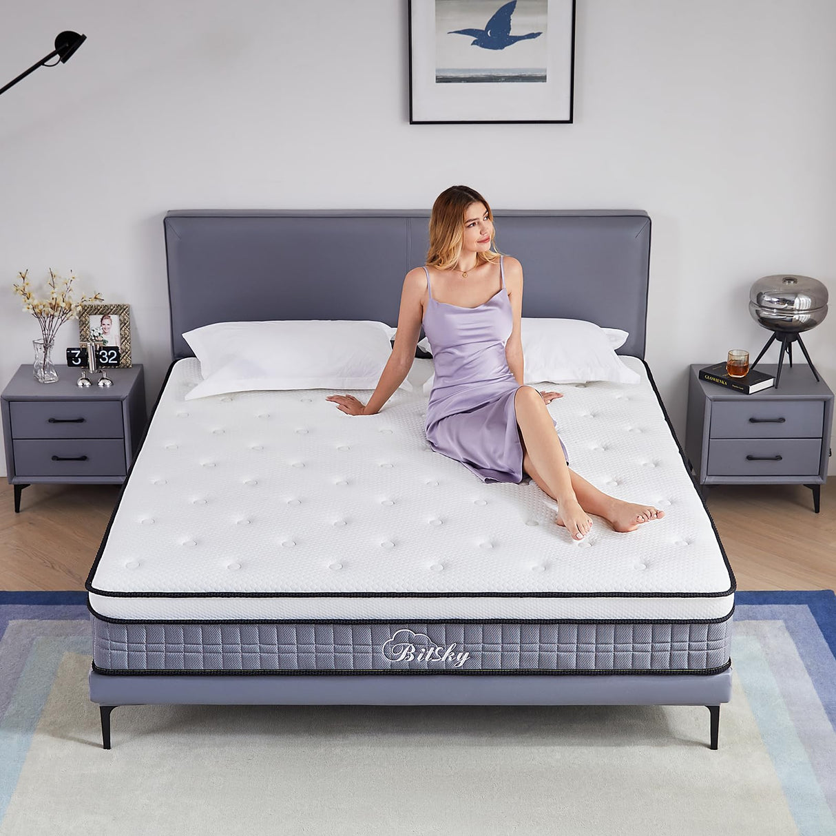 Queen Mattress - 10 inches Gel Memory Foam Hybrid Mattress in a Box, Queen Size Mattress with Pocket Springs, Medium Firm, Pressure Relief & Motion Isolation, 365 Nights Trial, CertiPUR US Certified Bitsky