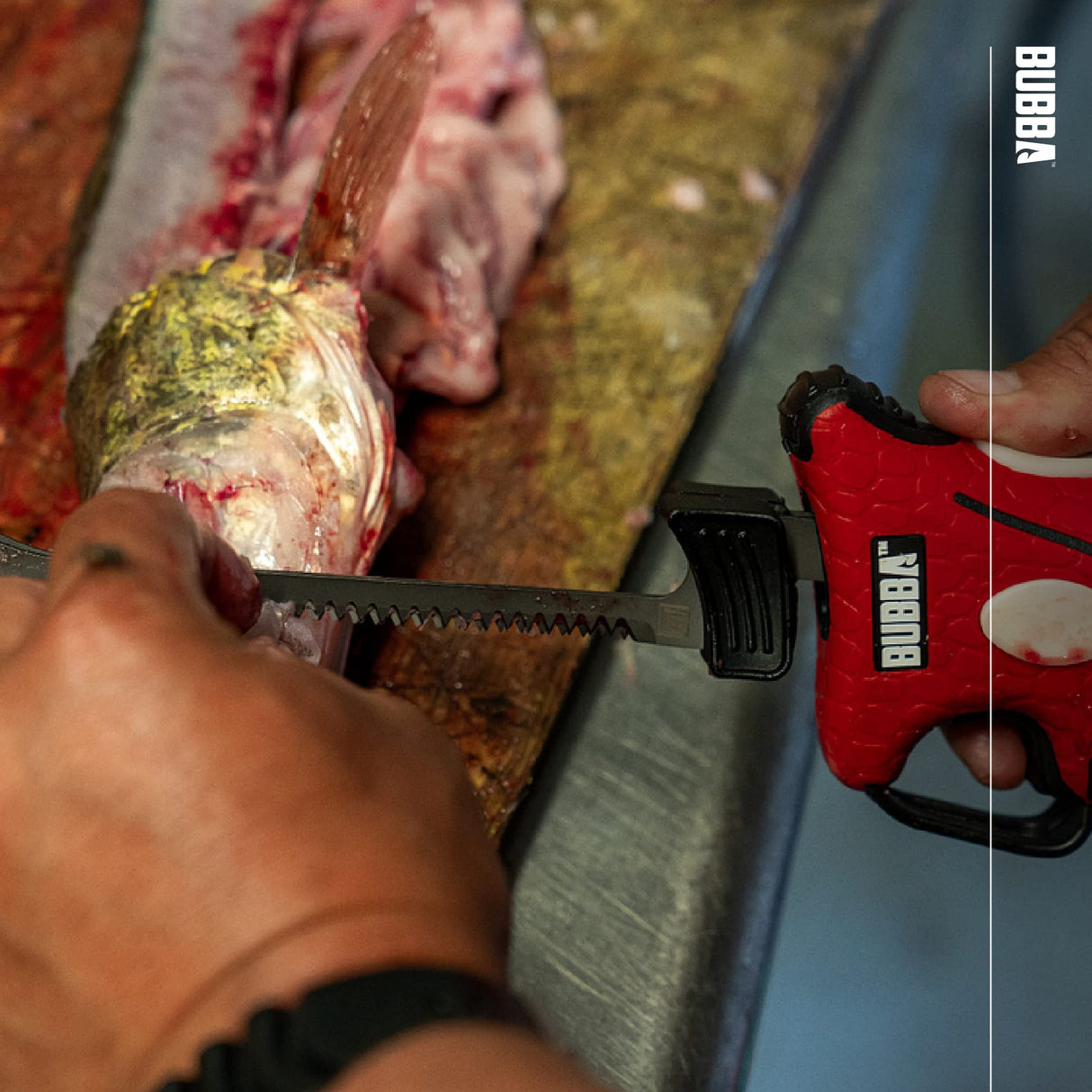 BUBBA Li-Ion Cordless Electric Fillet Knife with Non-Slip Grip Handle, 4 Ti-Nitride S.S. Coated Non-Stick Reciprocating Blades, Charger and Case for Fishing BUBBA