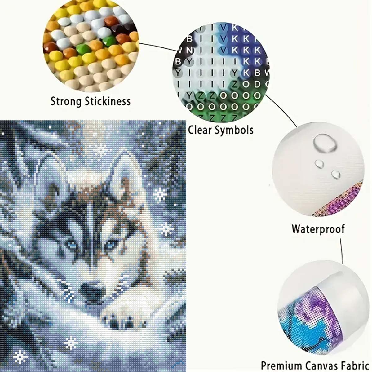 5D Diamond Painting Kits for Adults Beginner,Animal Wolf Round Full Drill Diamond Art Kits,DIY Winter Diamond Painting Kits with Crafts for Adults Home Wall Decoration 12 X 16inch GEMFAMILY