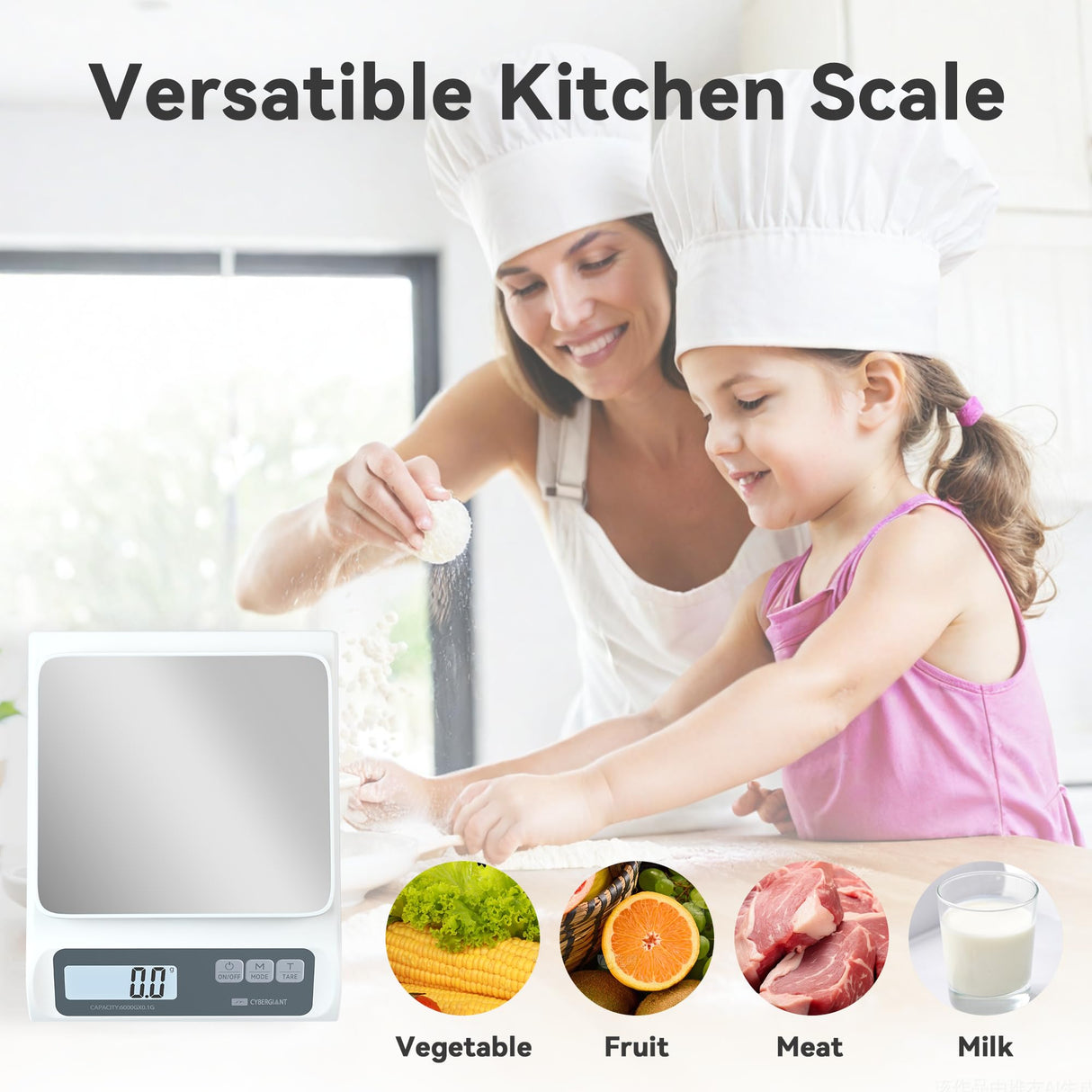 CYBERGIANT 13lb/0.1g Precision Digital Food Scale - Meal Prep Kitchen Baking & Espresso Coffee - Gram Scale with Stainless Steel Platform & LCD Display Cybergiant