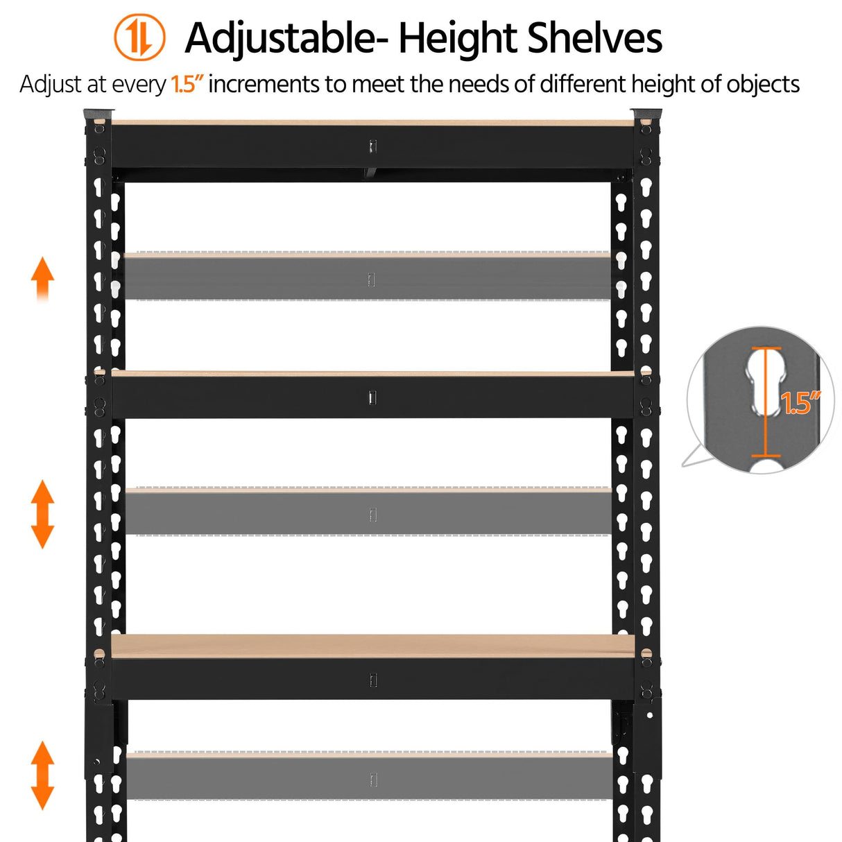 Yaheetech Storage Shelves 5 Tier Garage Shelving Heavy Duty Garage Shelves Adjustable Metal Shelving Unit Utility Rack Industrial Shelving for Warehouse Pantry Closet, 27.5"W x 12"D x 60"H, Black Yaheetech
