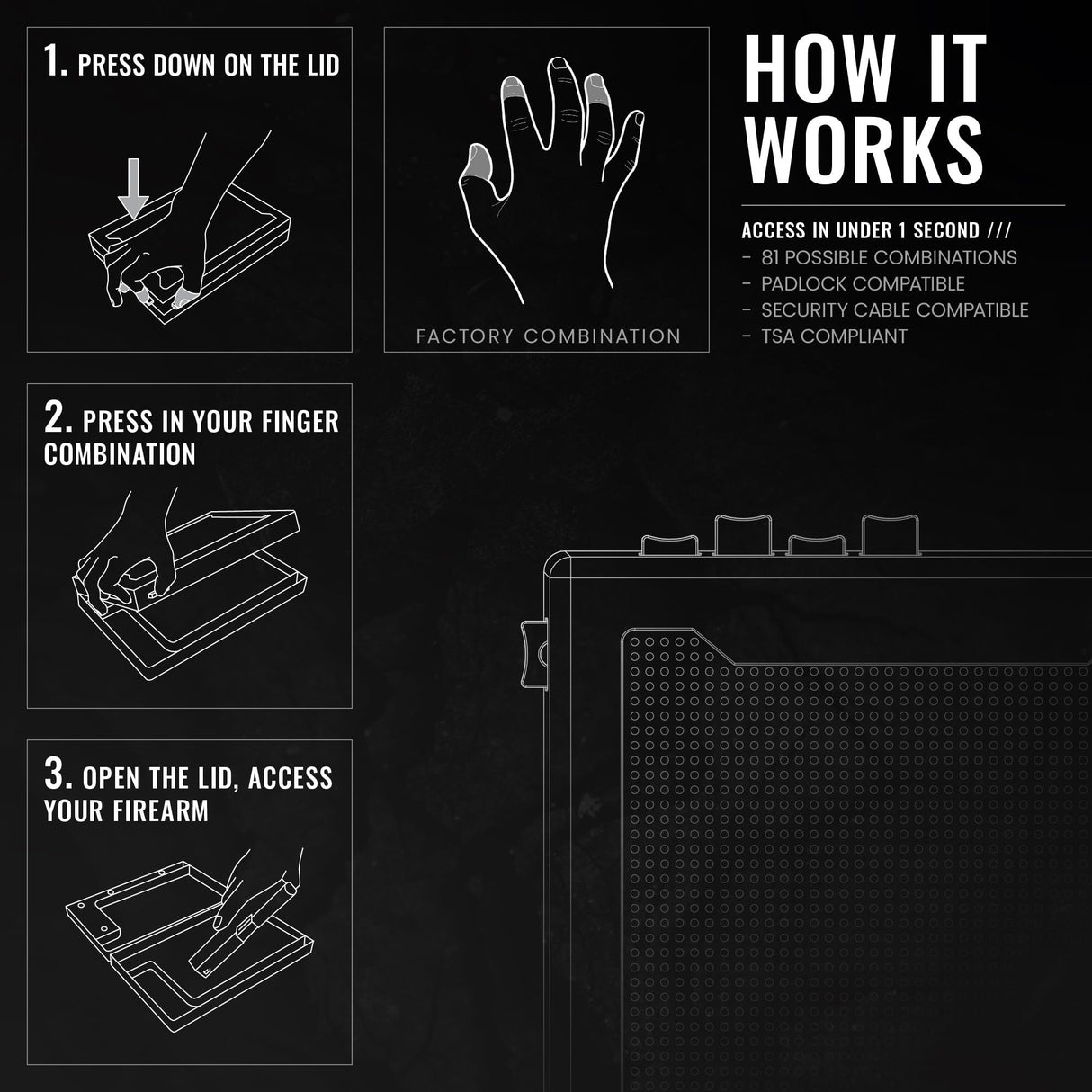 STOPBOX Gun Safe Alternative for Handgun Storage, Instant Access Portable Gun Case, TSA Compliant Gun Lock Box for Car, Travel or Home Safe Box, Quick Access Pistol Safe | Black - 2PK (Full-Size Only) StopBox USA