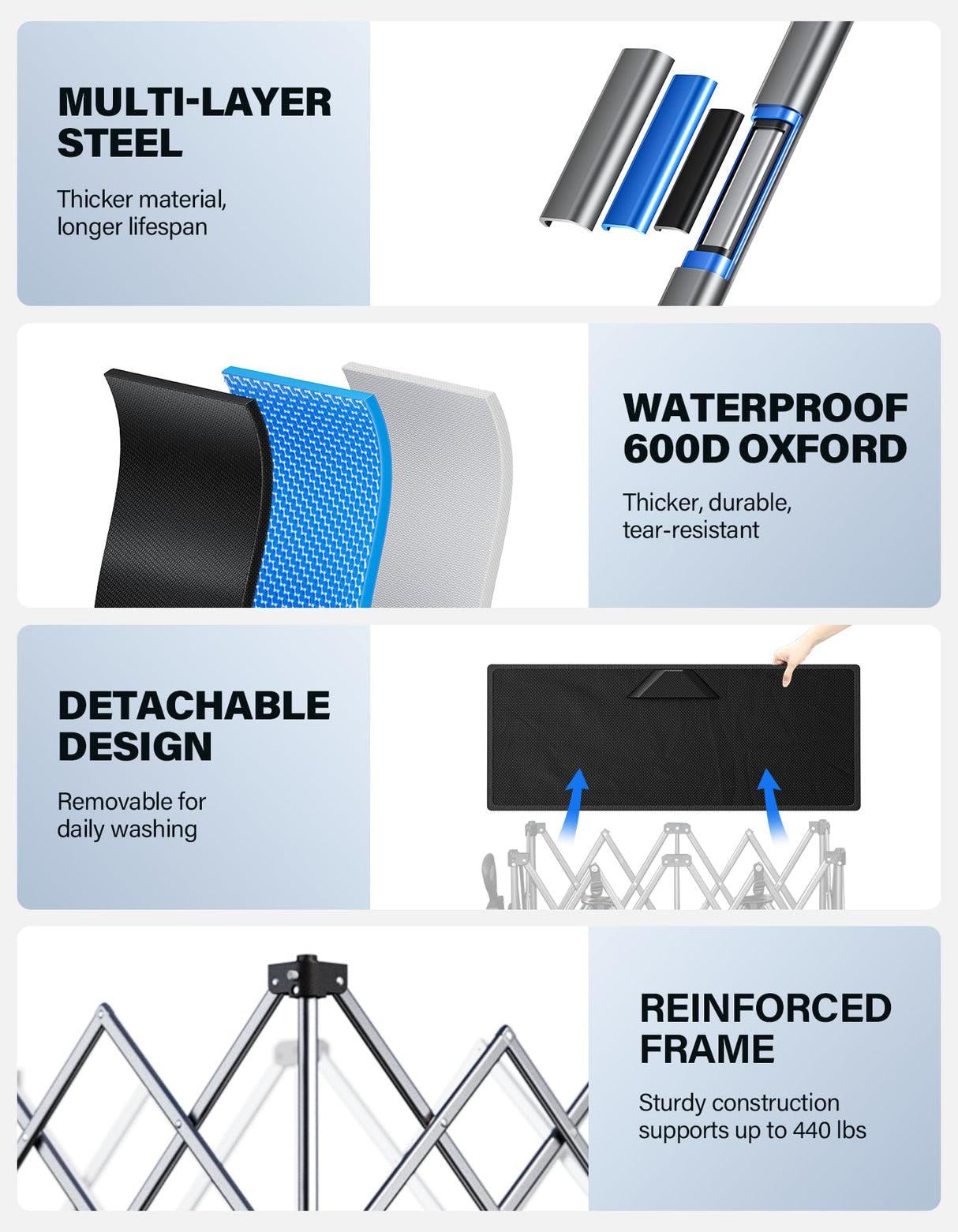 everyfun Pro Collapsible Wagon, 440lbs Wagons Carts Foldable with Big Wheels, Heavy Duty Utility Folding Wagon for Garden Camping Grocery Beach-Black everyfun Pro