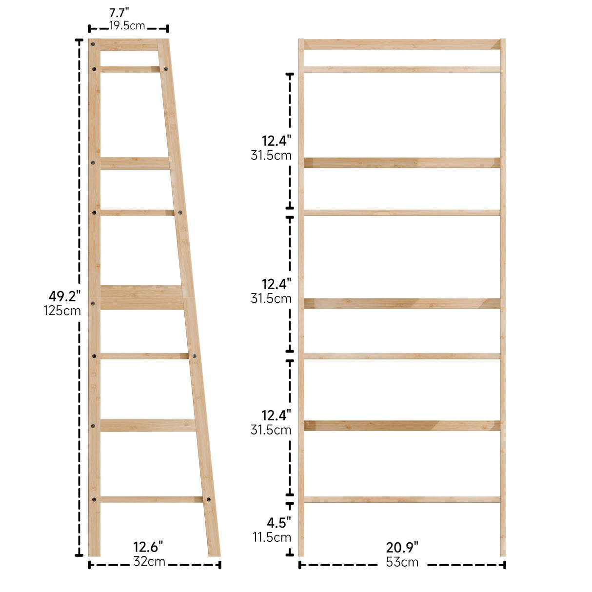 HITNET Bamboo 4-Tier Ladder Shelf - Versatile Storage & Display Rack for Home & Office HITNET