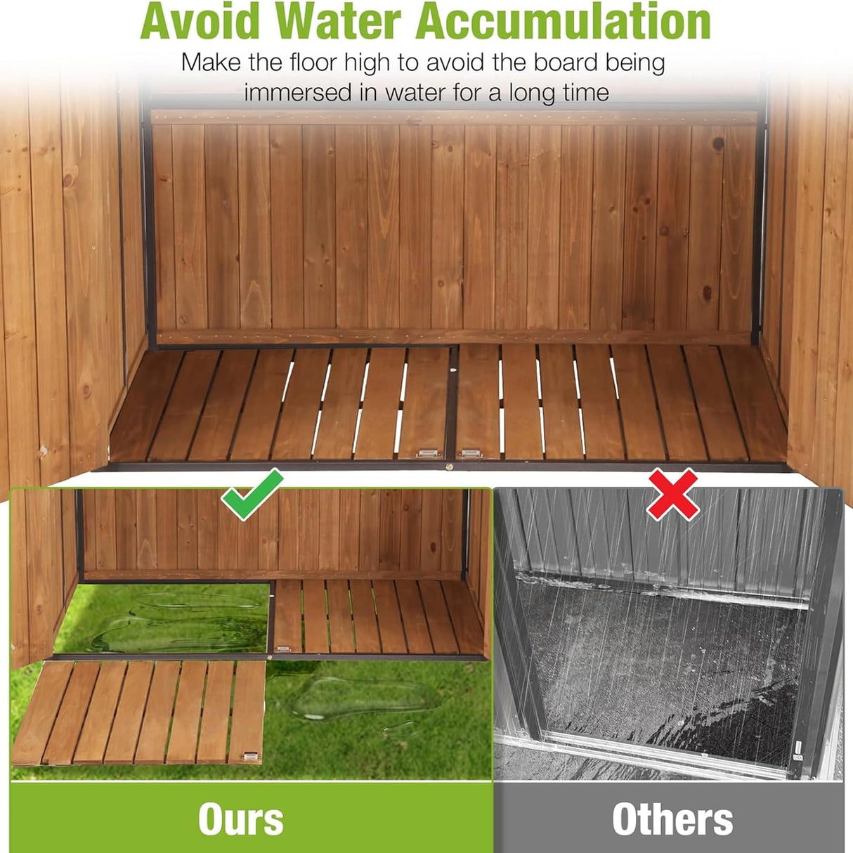 GUTINNEEN 4.6x2.42FT Sheds & Outdoor Storage Shed with All Around Metal Frame,Wooden Tool House with Adjustable Shelfs, Garden Tool Shes for Backyard Garden Patio Lawn, Brown GUTINNEEN