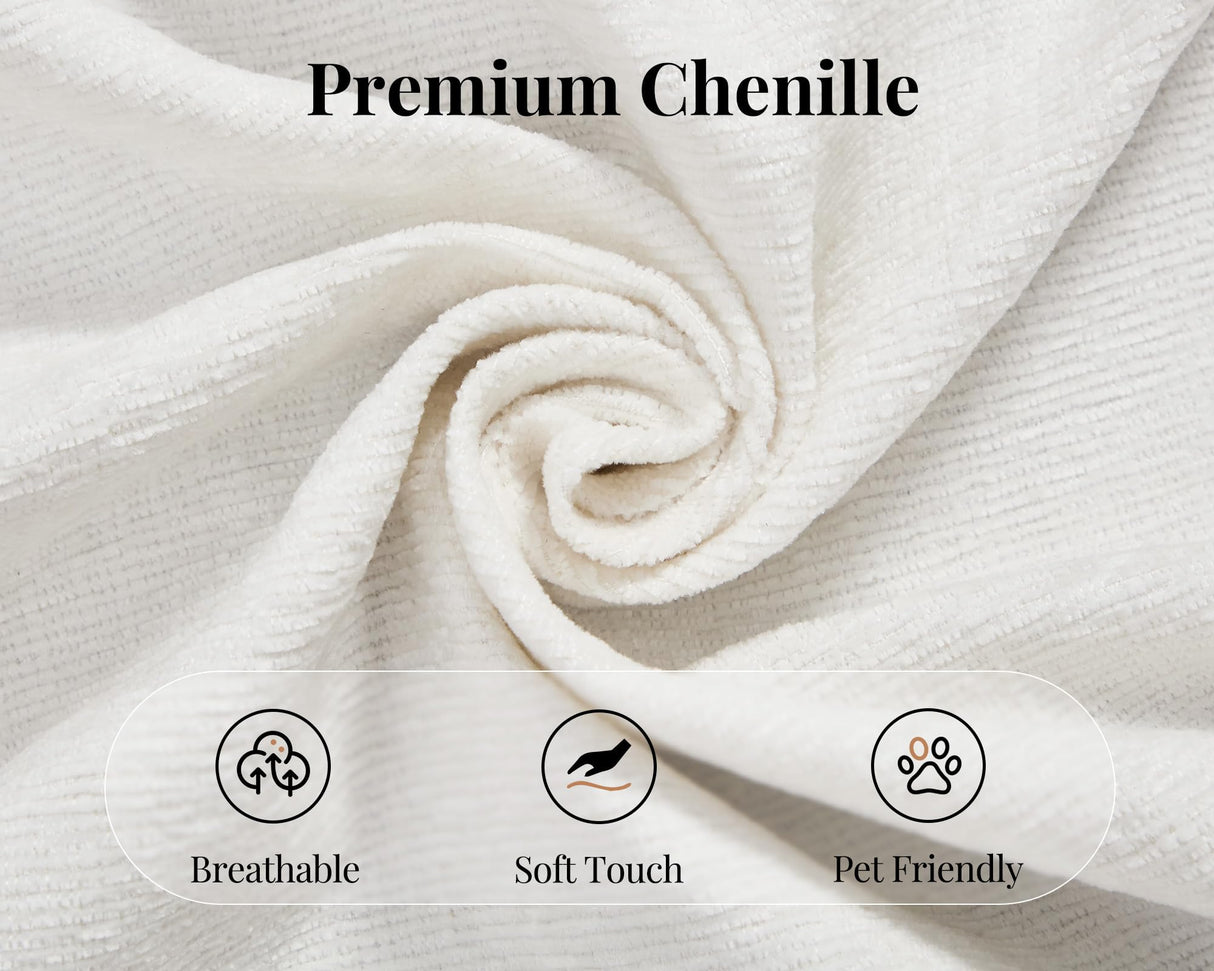 Jocisland 130 inch Cloud Couch Sectional, No-Assembly Modular Sectional Sofa with 83.5 inch Deep Chaise, Oversize Cloud Couch for Living Room, White Chenille Jocisland