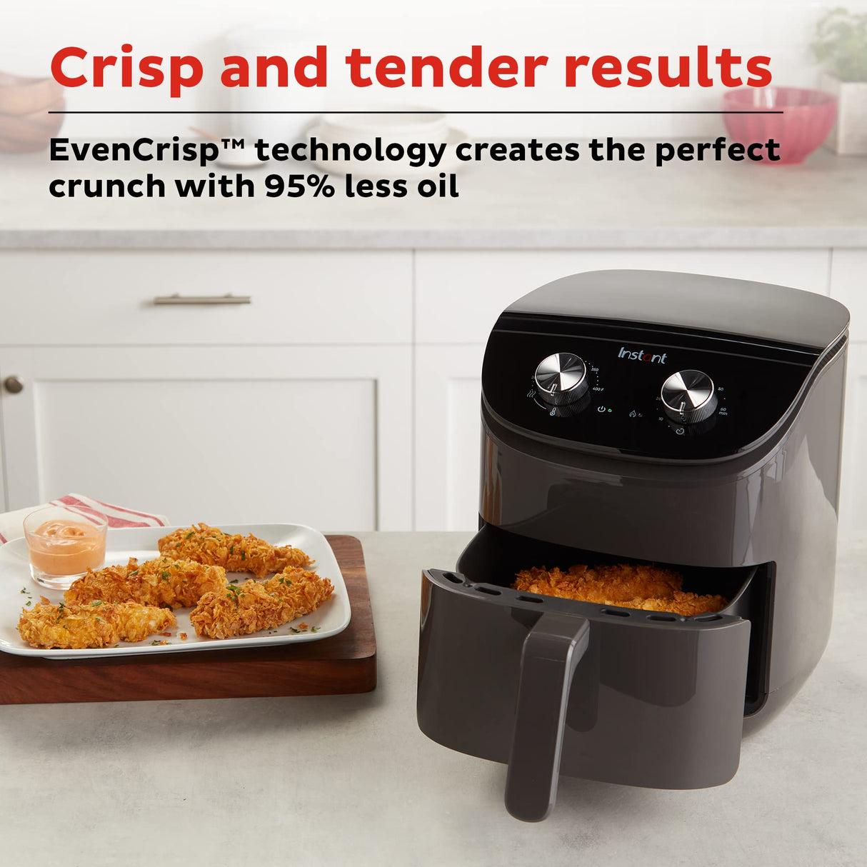 Instant Pot Essentials 4QT Air Fryer with EvenCrisp Technology that Crisps and Reheats, Easily Adjust Time & Temperature For Quick Meals, 100+ In-App Recipes, from the Makers of Instant Pot, Black Instant Pot