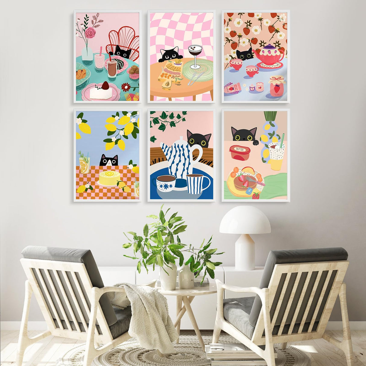 6 Pack Paint by Numbers Kit for Adults Beginner, Cat Adult Paint by Number Kits on Canvas Without Frame, Funny DIY Acrylic Black Cat Oil Painting by Numbers for Home Decor Gift 10” W x 14”L Fountor