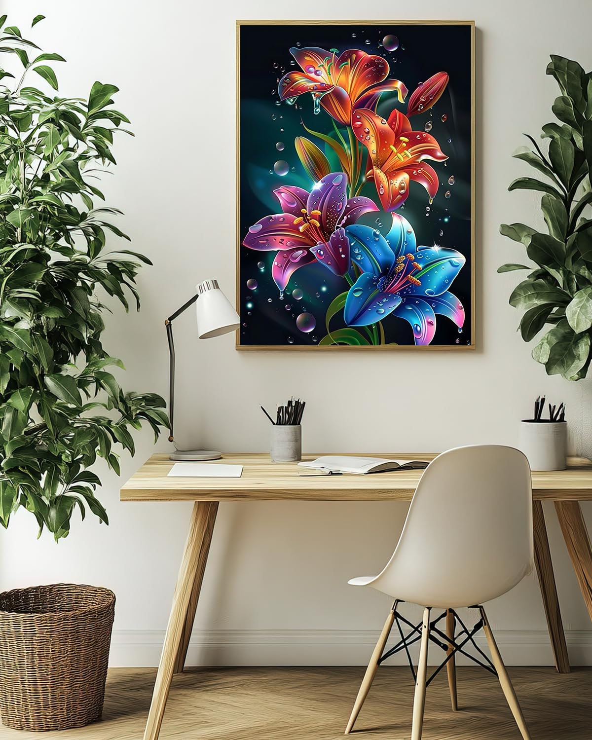 Lily Flowers Diamond Art Kits for Adults, Easy Crafts 5D Diamond Painting Dot Kit for Adult Beginners, Plant Flower DIY Round Dots Full Drill Diamonds Paintings Arts for Home Wall Decor Gifts 12X16 In Luckyrichrui