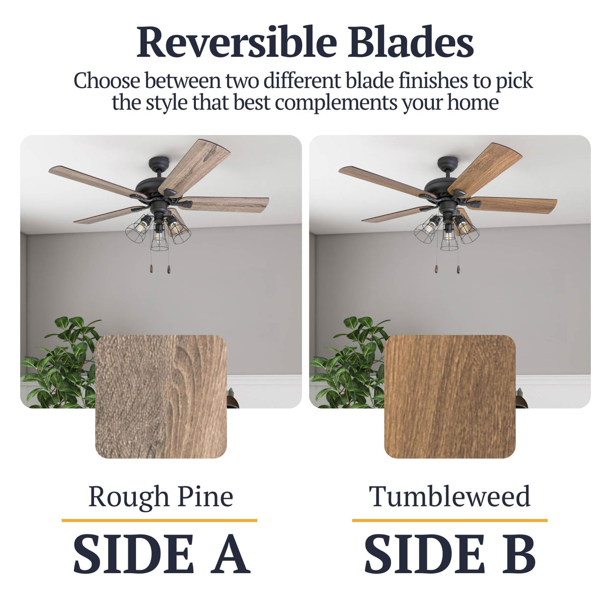 Prominence Home Lincoln Woods, 52 Inch Industrial Style LED Ceiling Fan with Light, Pull Chain, Three Mounting Options, 5 Dual Finish Blades, Reversible Motor - 50581-01 (Bronze) Prominence Home