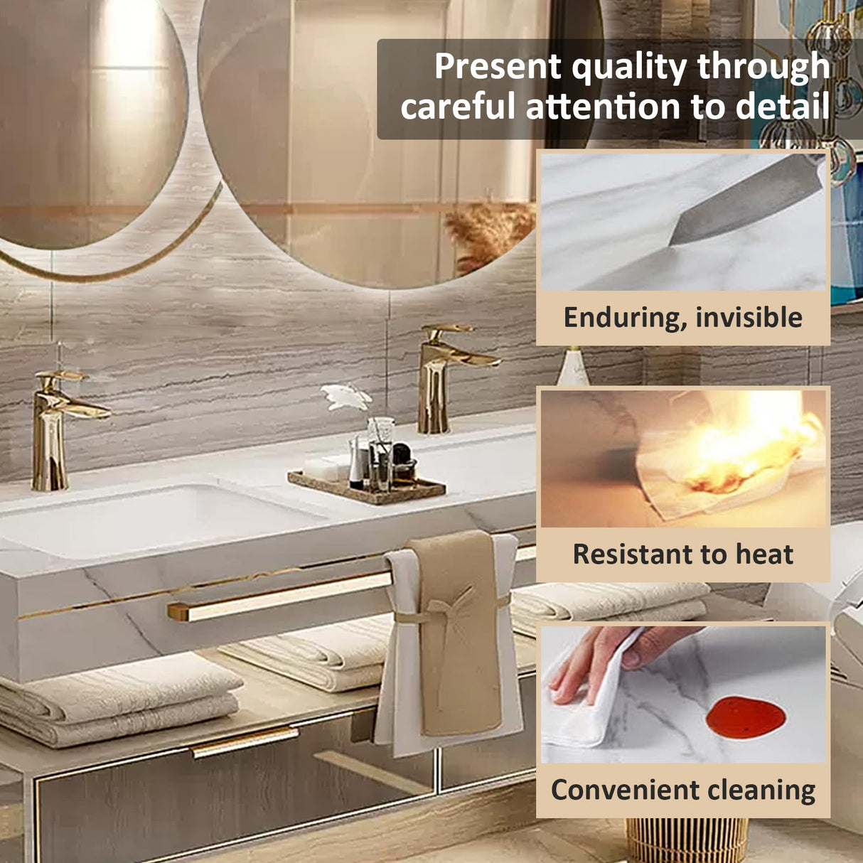 NAIROLET Bathroom Vanities with Sink - Double Wall Mouted Cabinet Towel Hanging & Led Light & Defogging Mirror | Gold Modern Metal Luxury Style Wood Freestanding Bathroom Vanities (84'') NAIROLET