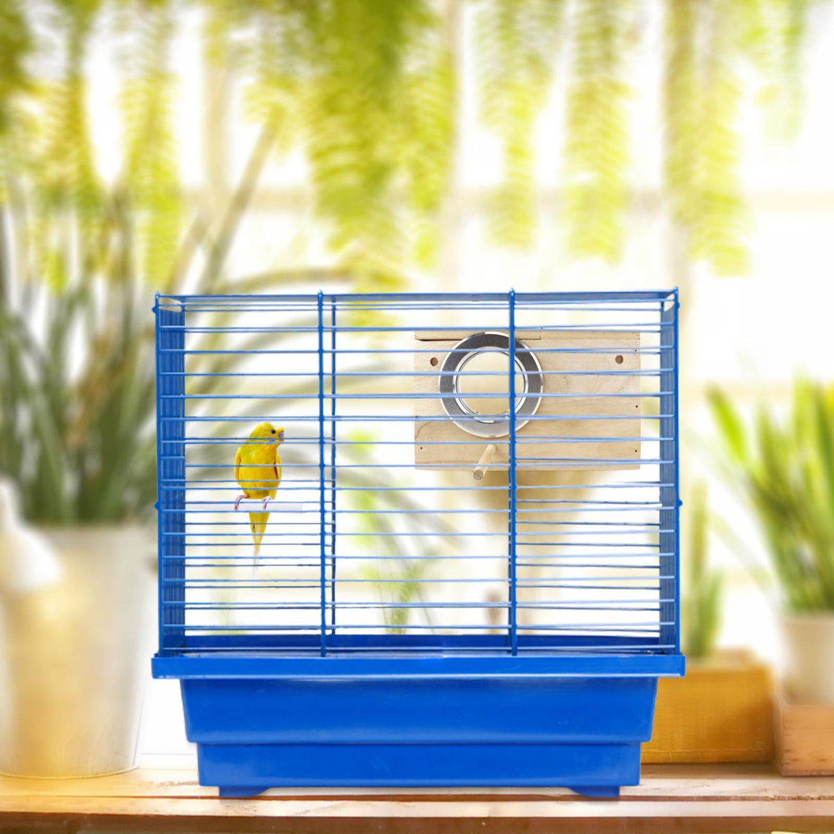 TiereCare Parakeet Nesting Box - Visual Wooden Bird Nest Breeding Box - Bird Cage House with Perch for Lovebirds Cockatiel Budgie Finch Parrot Tierecare