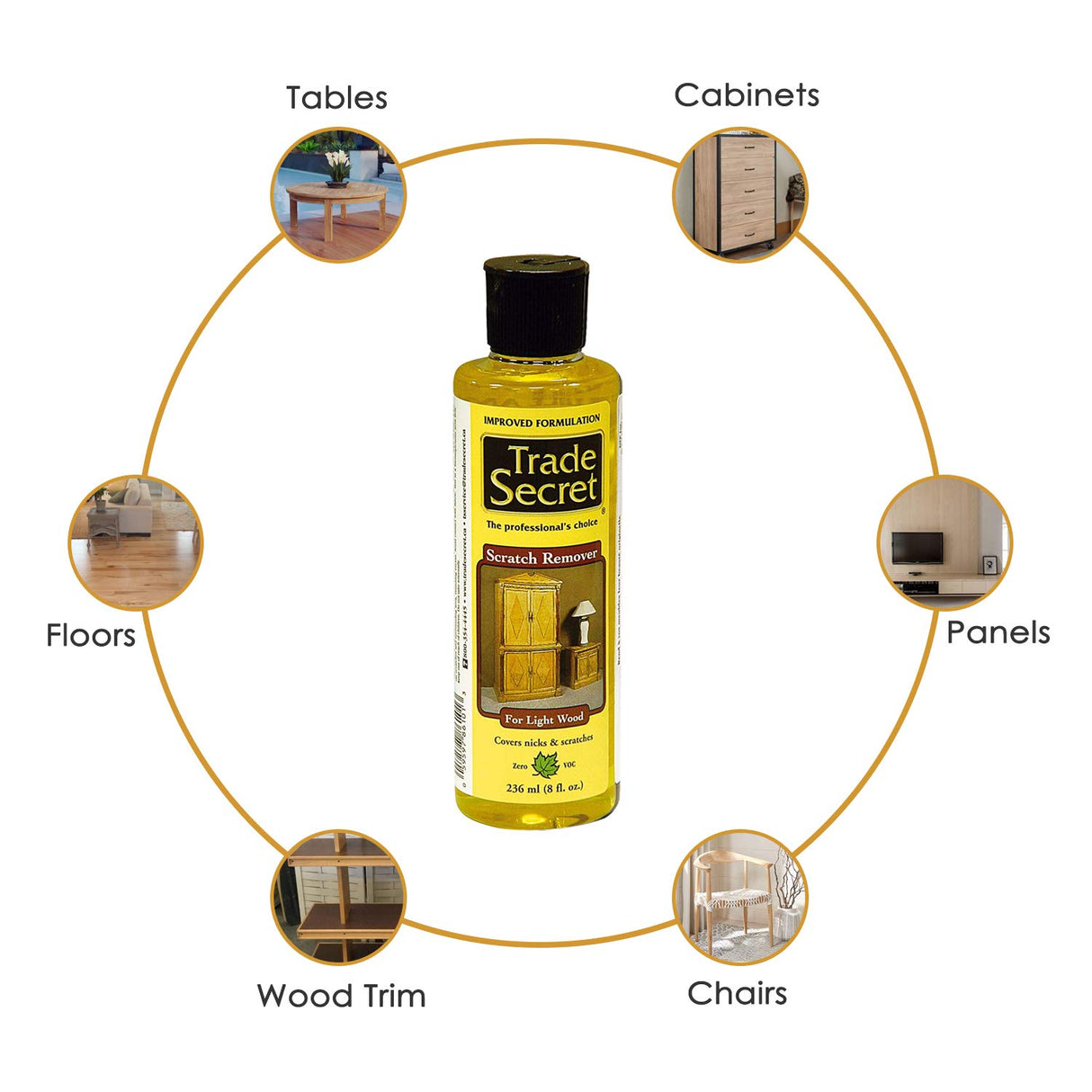 Trade Secret Scratch Remover for Wood Furniture and Floor Cover Nicks and Scratches, Camouflage Minor Defects (8oz / 236 Ml)… (Light) Trade Secret