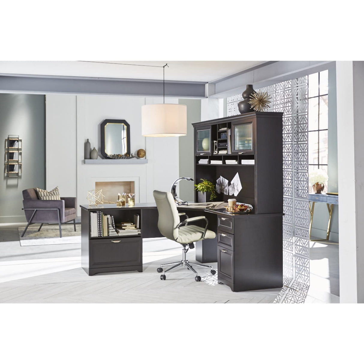 Realspace® Magellan Performance 71"W L-Shaped Corner Desk, Espresso Realspace