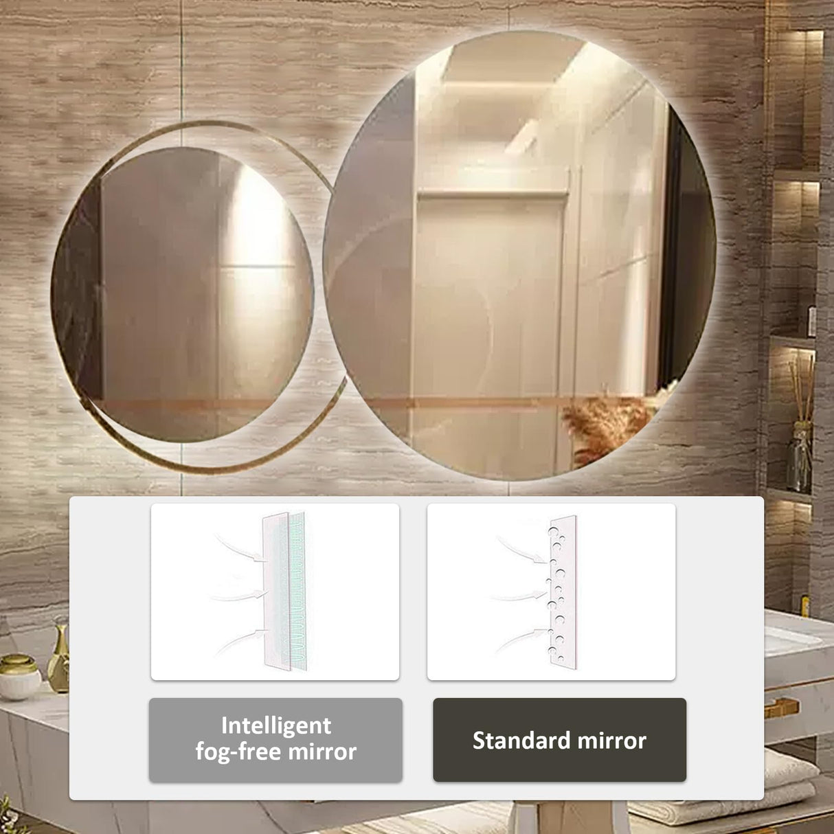 NAIROLET Bathroom Vanities with Sink - Double Wall Mouted Cabinet Towel Hanging & Led Light & Defogging Mirror | Gold Modern Metal Luxury Style Wood Freestanding Bathroom Vanities (84'') NAIROLET