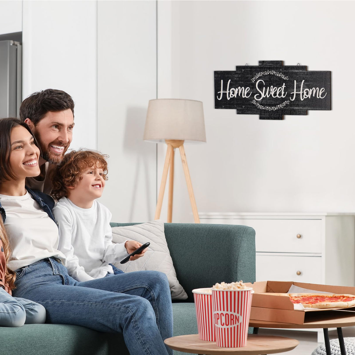 Jetec Home Sweet Home Sign, Rustic Wood Home Wall Decor, Large Farmhouse Home Sign Plaque Wall Hanging Wooden Sign for Bedroom, Living Room, Wall, Wedding Decor (Black) Jetec