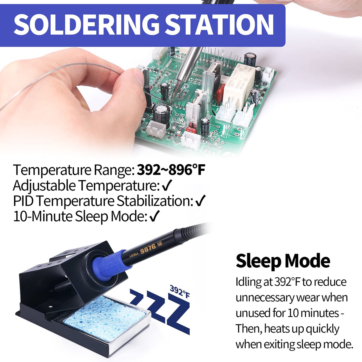 YIHUA 8786D I 2 in 1 Hot Air Rework and Soldering Iron Station with °F /°C, Cool/Hot Air Conversion, Digital Temperature Correction and Sleep Function YIHUA