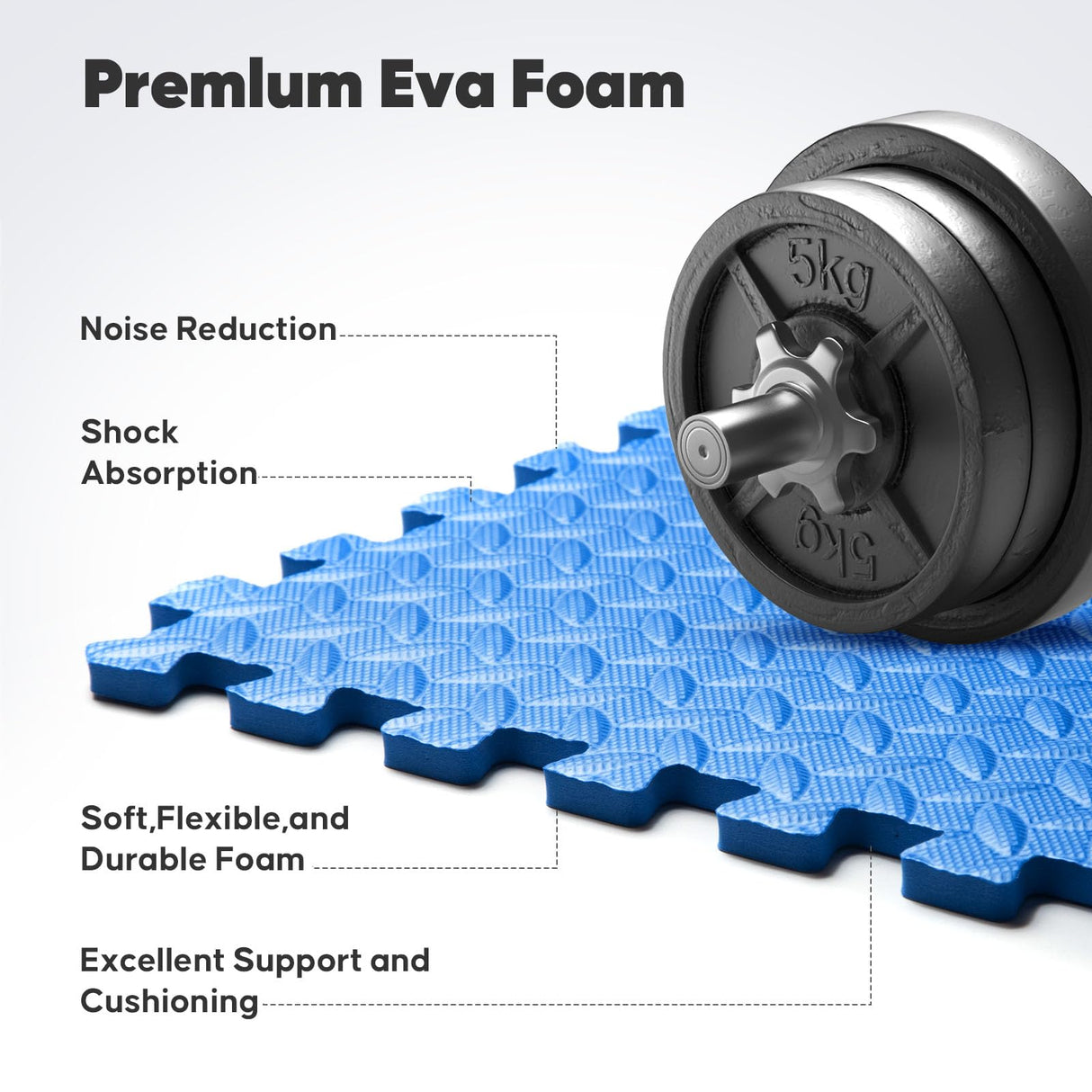 Home Gym Mat, Puzzle Exercise Mat, EVA Interlocking Foam Floor Tiles for Home Workout Equipment and Kids' Play Areas - Black, 24 in x 24 in x ½ in - 32 Tiles (Black, 32 Pack, 128 SQ FT) Nazhura