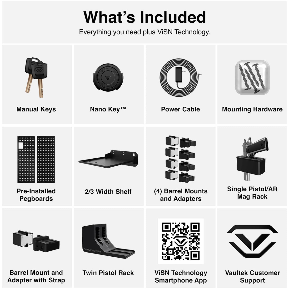 VAULTEK RS800i High Capacity Quick Access Biometric Rifle Safe with Modular Interior, ViSN Smart WiFi, Live Alerts, Auto-Open Door, & Anti-Theft Protection, Modular High Capacity Safe / ViSN RS800i VAULTEK