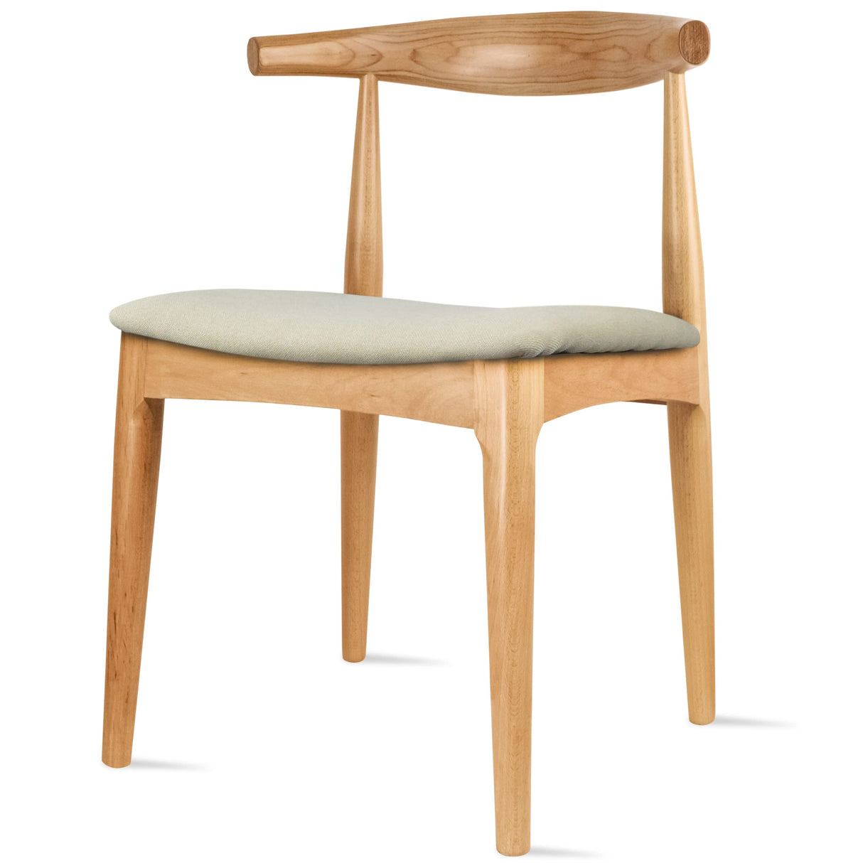 2xhome Set of 2 Contemporary Farmhouse Real Solid Wood Cushion Seat Dining Chairs Elbow Side Chair (Natural-Beige Seat) 2xhome