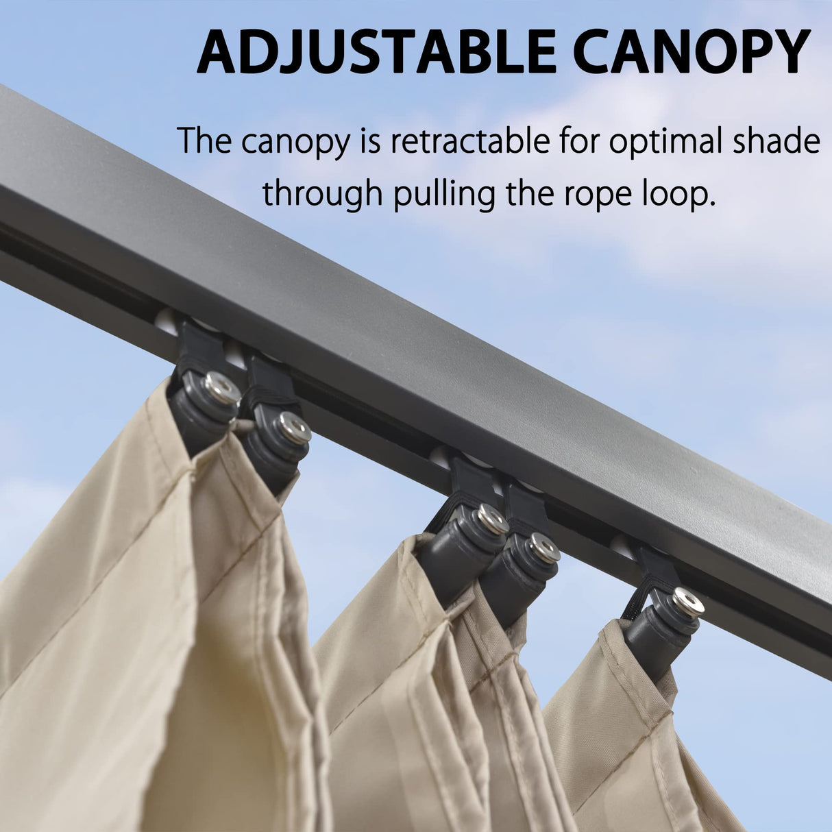 PURPLE LEAF 12' X 16' Outdoor Pergola with Retractable Canopy Aluminum Shelter for Porch Garden Beach Sun Shade Pavilion Grape Trellis Grill Gazebo Modern Backyard Deck Metal Patio Pergola Beige PURPLE LEAF