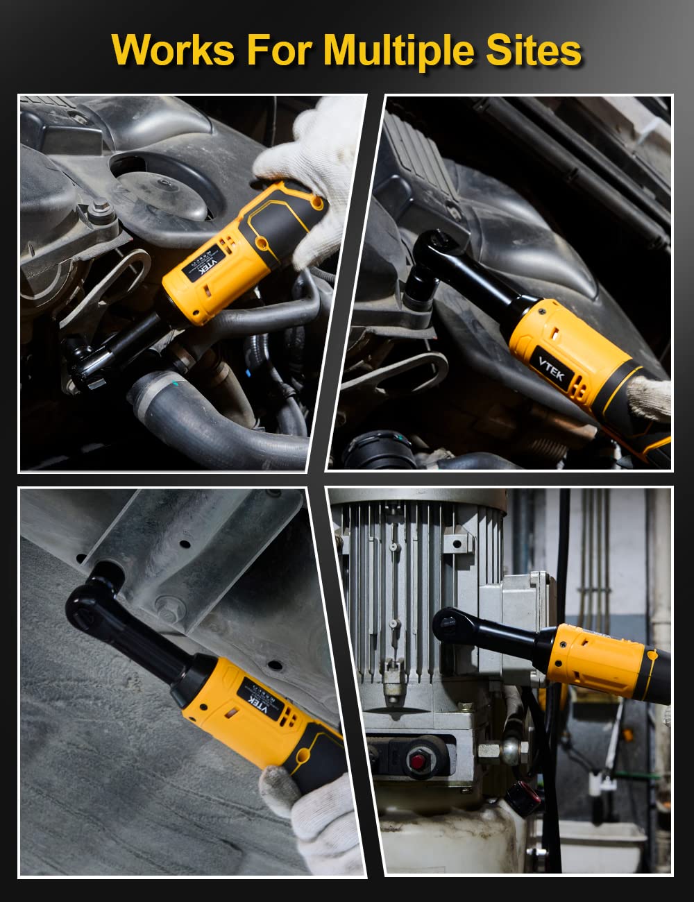 VTEK 3/8" Extended Cordless Ratchet Wrench 16.8V Electric Ratchet Wrench,40 Ft-lbs 400RPM Power Ratchet Wrench VTEK