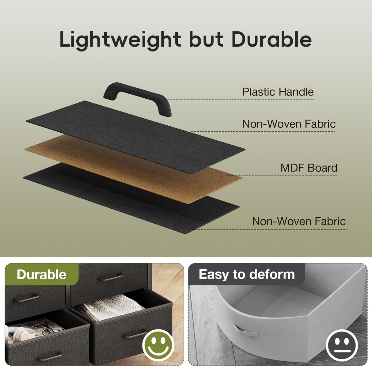 KKL Dresser for Bedroom with LED Lights, 9 Drawer Bedroom Dresser with Charging Station, Fabric Dressers & Storage Chest of Drawers with Shelves for Closet, Sturdy Steel Frame Wooden Top, Black KKL