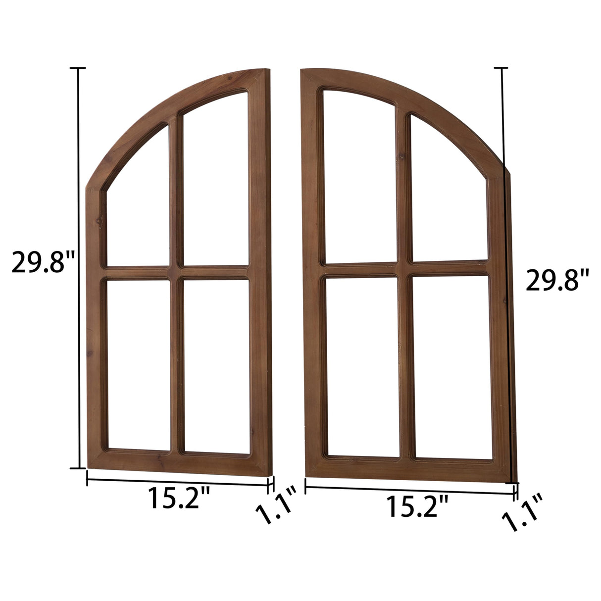 Sintosin Farmhouse Arched Window Frame Wall Decor 30 Inch, Set of 2 Hanging Burning Finished Wooden Window Pane above Bed Wall Art, Rustic Home Decor for Living Room Fireplace Entryway Hallway Sintosin