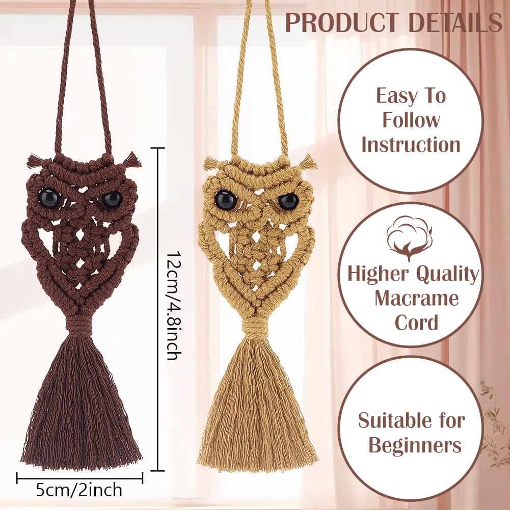 ACRNIGHEET 5PCS Macrame Owl Wall Hanging Kit for Adults Beginners, Boho DIY Macrame Starter Kit with Video Instructions, Home Decor Craft Kit ACRNIGHEET