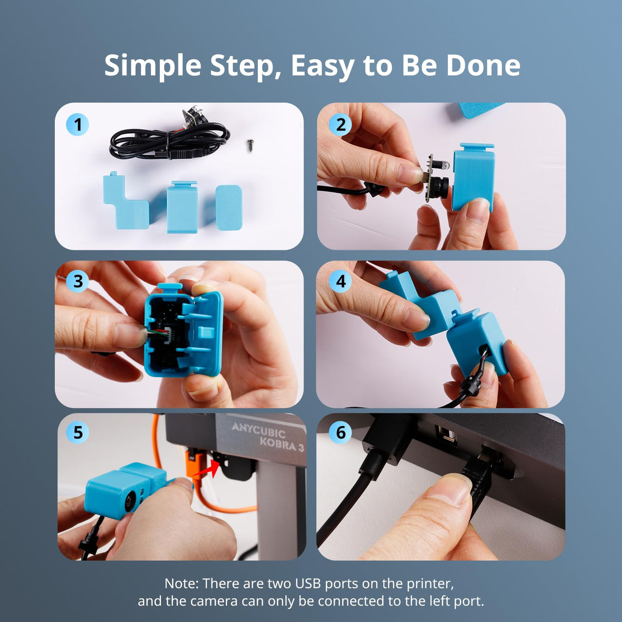 Anycubic Kobra 3 3D Printer Camera, Real-Time and Remote Monitoring, Ultra Clear Resolution, Easy to Assemble and DIY Frame, Compatible with Kobra 3/ Kobra 2 Pro/Plus/Max/Klipper Printer/Computer ANYCUBIC