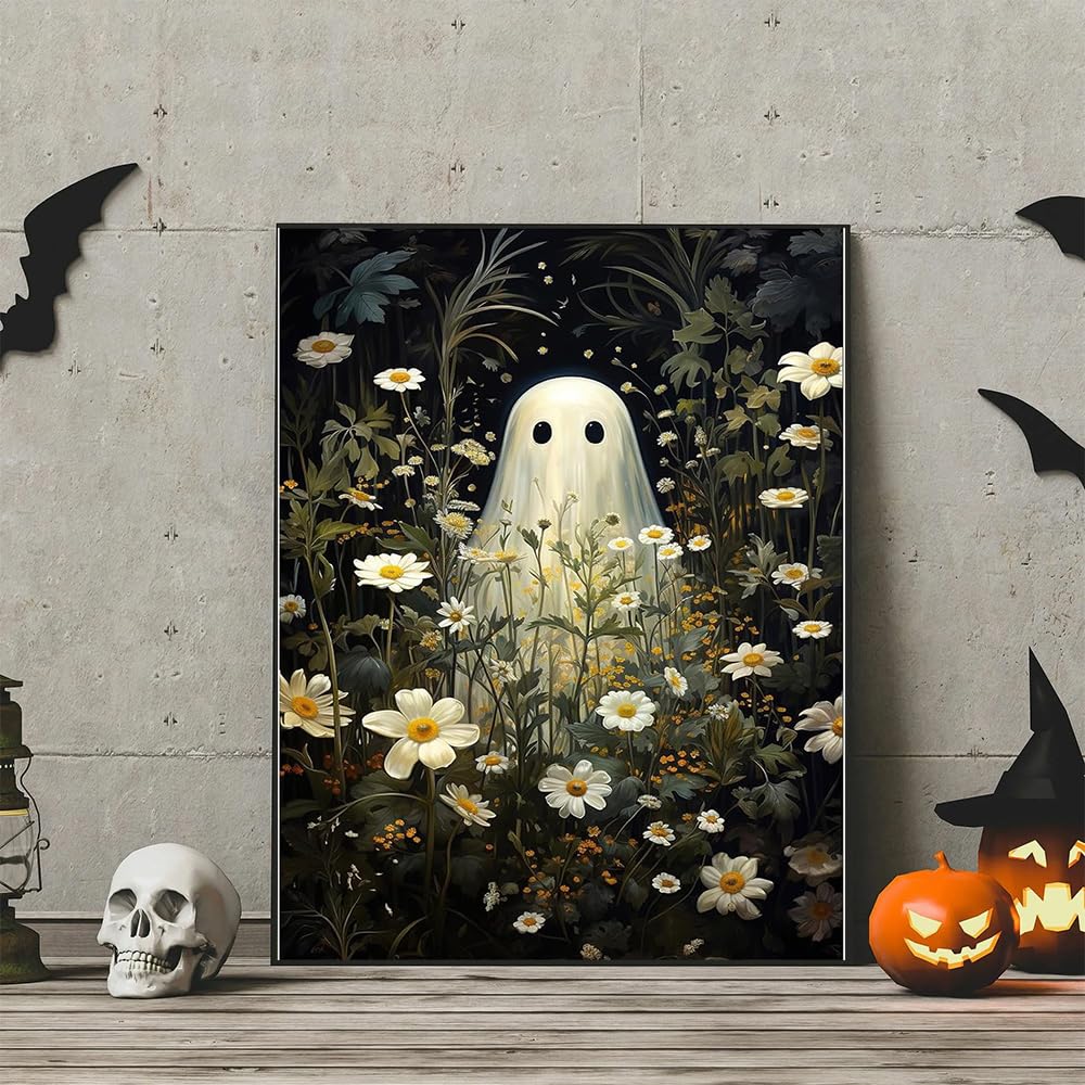 NEGEKFKX Halloween Paint by Numbers Kit for Adults Beginner with Frame,Horror Easy Adult Paint by Number Kits on Canvas DIY Painting for Beginners Art by Numbers for Home Wall Decor 12x8 Inch NEGEKFKX