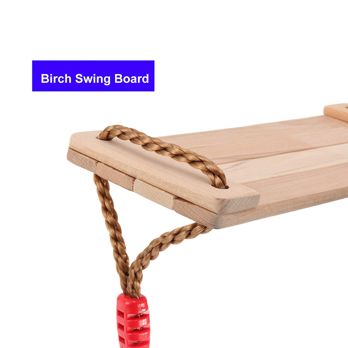 KOHAND 16 x 6 Wooden Swing, Hanging Tree Swing Seat with Adjustable Rope and Carabiner 330LBS Large Bearing Capacity for Home Backyard Garden Playing KOHAND