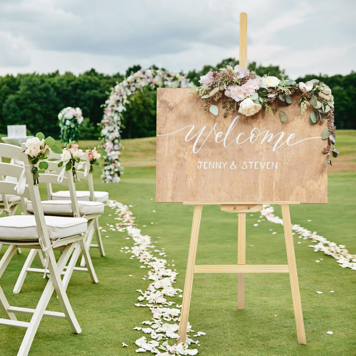 JEAWIWI 1Pcs Wooden Easel for Painting-Adjustable Easel Stand for Painting and Canvas, Holds Up to 42", Lightweight Pine Art Easel Stand, Large Easel for Painting for Beginners, and Artists JEAWIWI