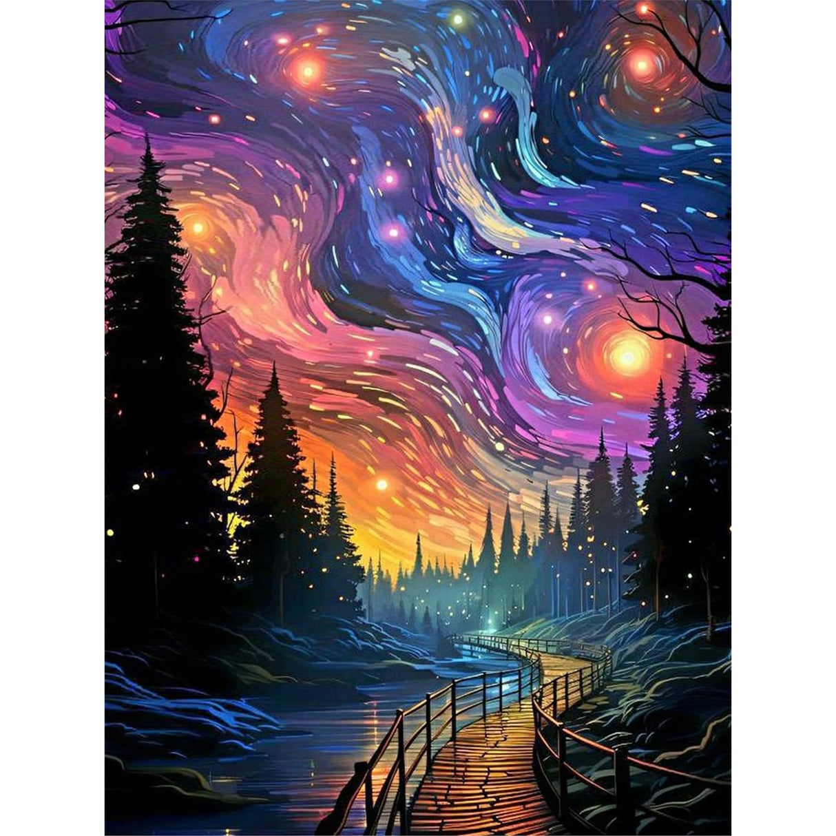 Starry Sky Diamond Painting Kits for Adults - Starry Night Diamond Art Kits for Adults, Round 5D Abstract Landscape Gem Art Kit for Adult DIY Crafts Kit for Home Wall Decor Gifts (16x12 inch) xackcme