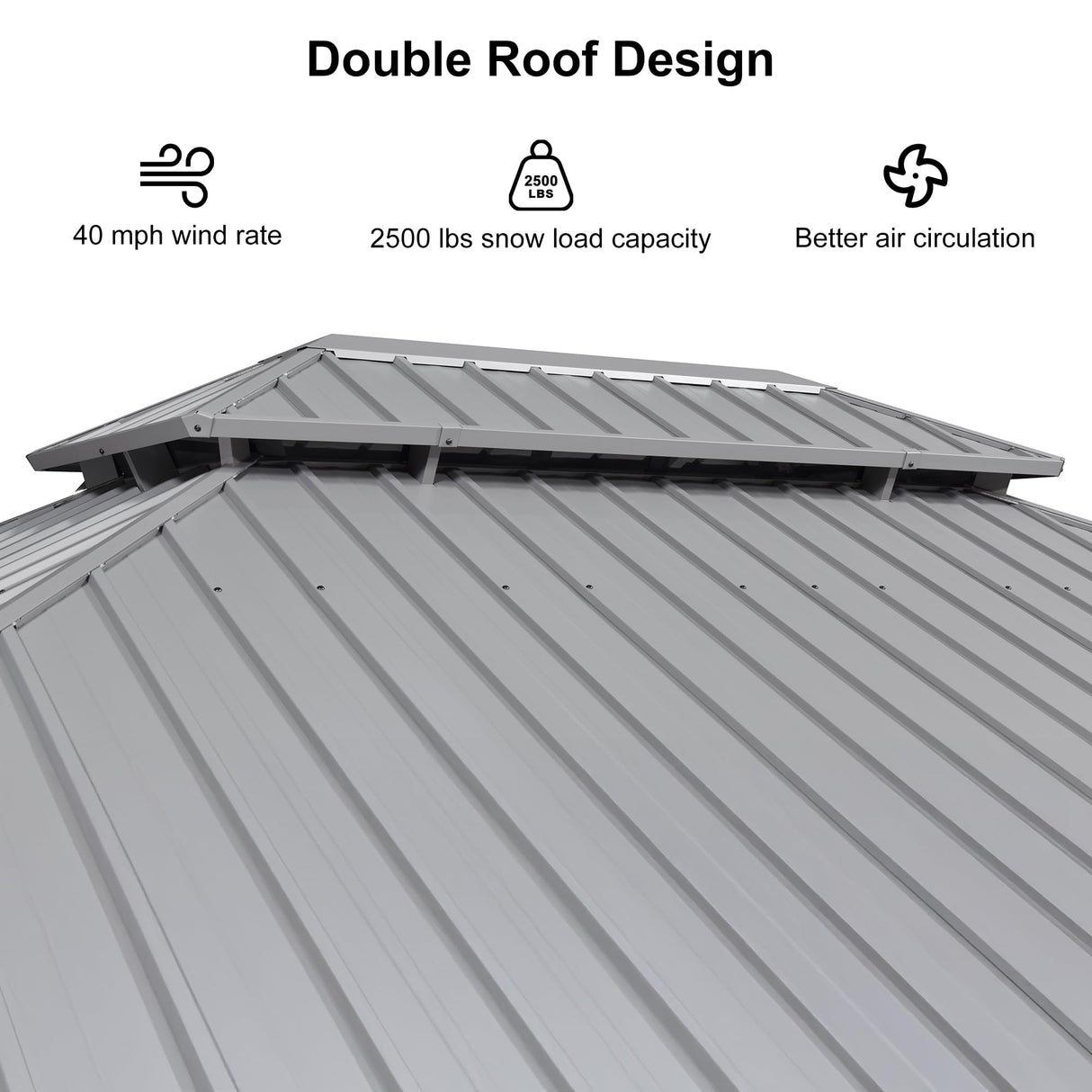 PURPLE LEAF 11' x 15' Permanent Hardtop Gazebo with Galvanized Steel Double Roof and Aluminum Frames Outdoor Large Pavilion Gazebo for Patio Deck Garden, Netting and Curtains Included, Light Grey PURPLE LEAF