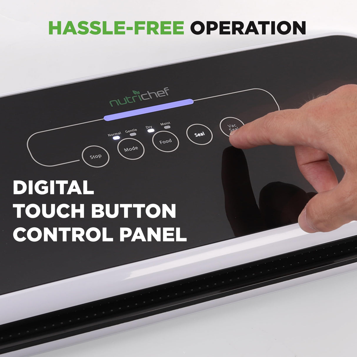 NutriChef Automatic Vacuum Air Sealing System for Food Preservation with Starter Kit, Compact Design, Lab Tested, Dry & Moist Food Modes with Led Indicator Lights, Black NutriChef