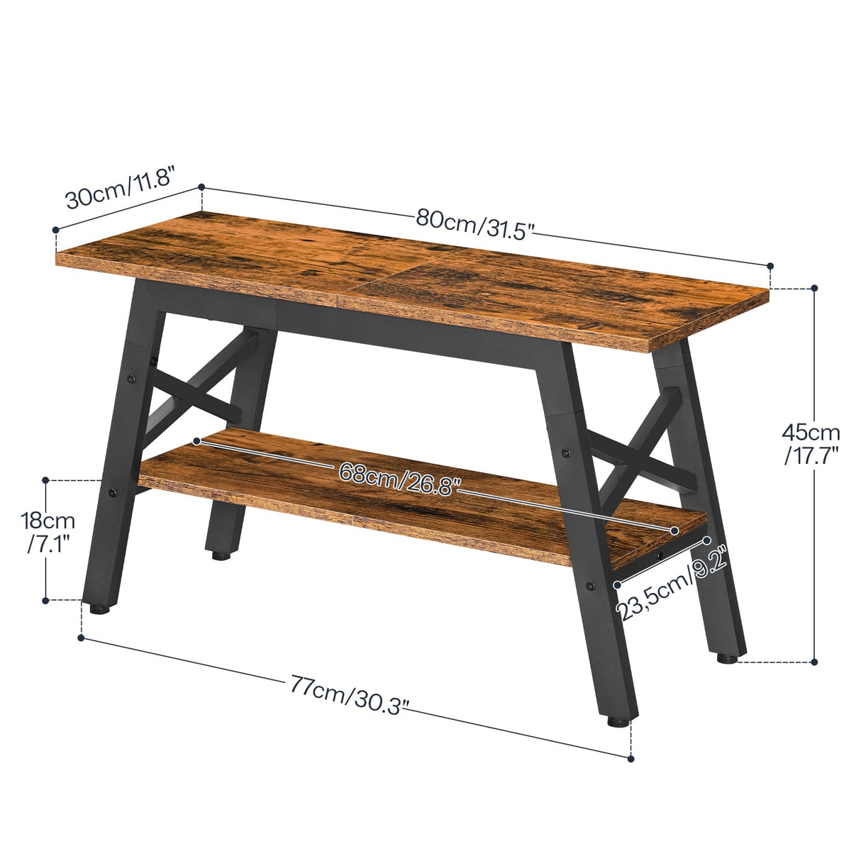 HOOBRO 2-Tier Shoe Bench with Storage, 31.5" L Shoe Rack Organizer, Industrial Entryway Bench with Seat, Easy Assembly, for Entrance, Hallway, Mudroom, Indoor, Rustic Brown and Black BF86HX01G1 HOOBRO