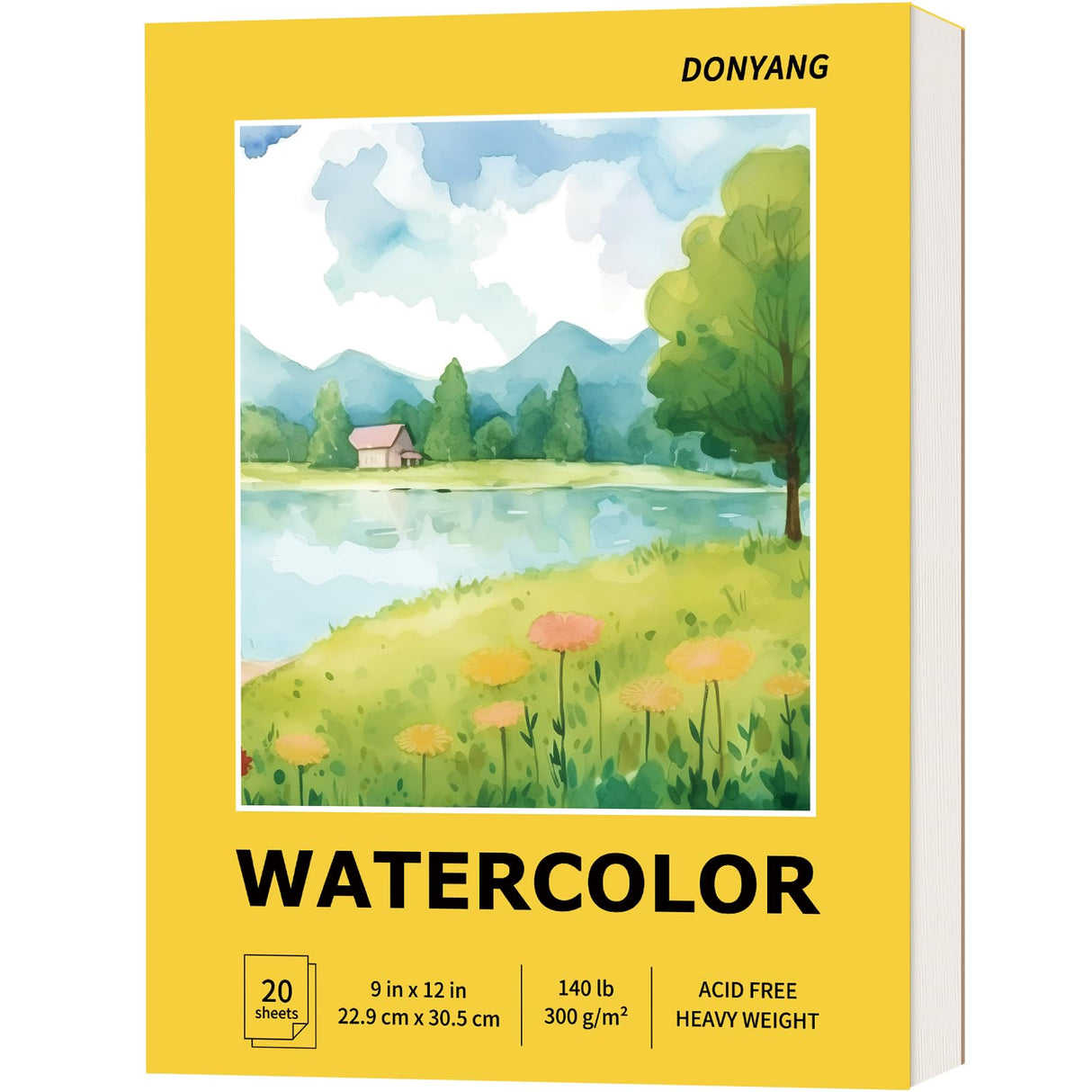 Watercolor Paper Pad, 9"x12" Water Color Paper, Easter Gifts, 20 Sheets Artist Drawing Sketch Book, 140lb/300gsm Art Supplies for Kid Adult, Watercolor Paint Set, Canvas Painting, Journal, Class Stuff Donyang