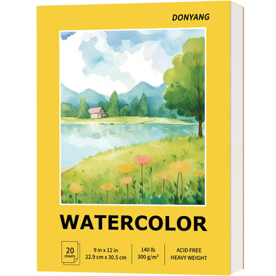 Watercolor Paper Pad, 9"x12" Water Color Paper, Easter Gifts, 20 Sheets Artist Drawing Sketch Book, 140lb/300gsm Art Supplies for Kid Adult, Watercolor Paint Set, Canvas Painting, Journal, Class Stuff