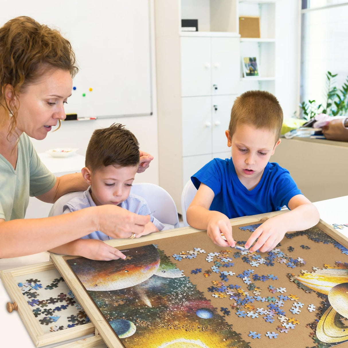 Nattork 1500 Piece Wooden Jigsaw Puzzle Board - 6 Drawers, Rotating Puzzle Table, Jigsaw Puzzle Table with Cover - Portable Puzzle Tables for Adults and Kids Nattork