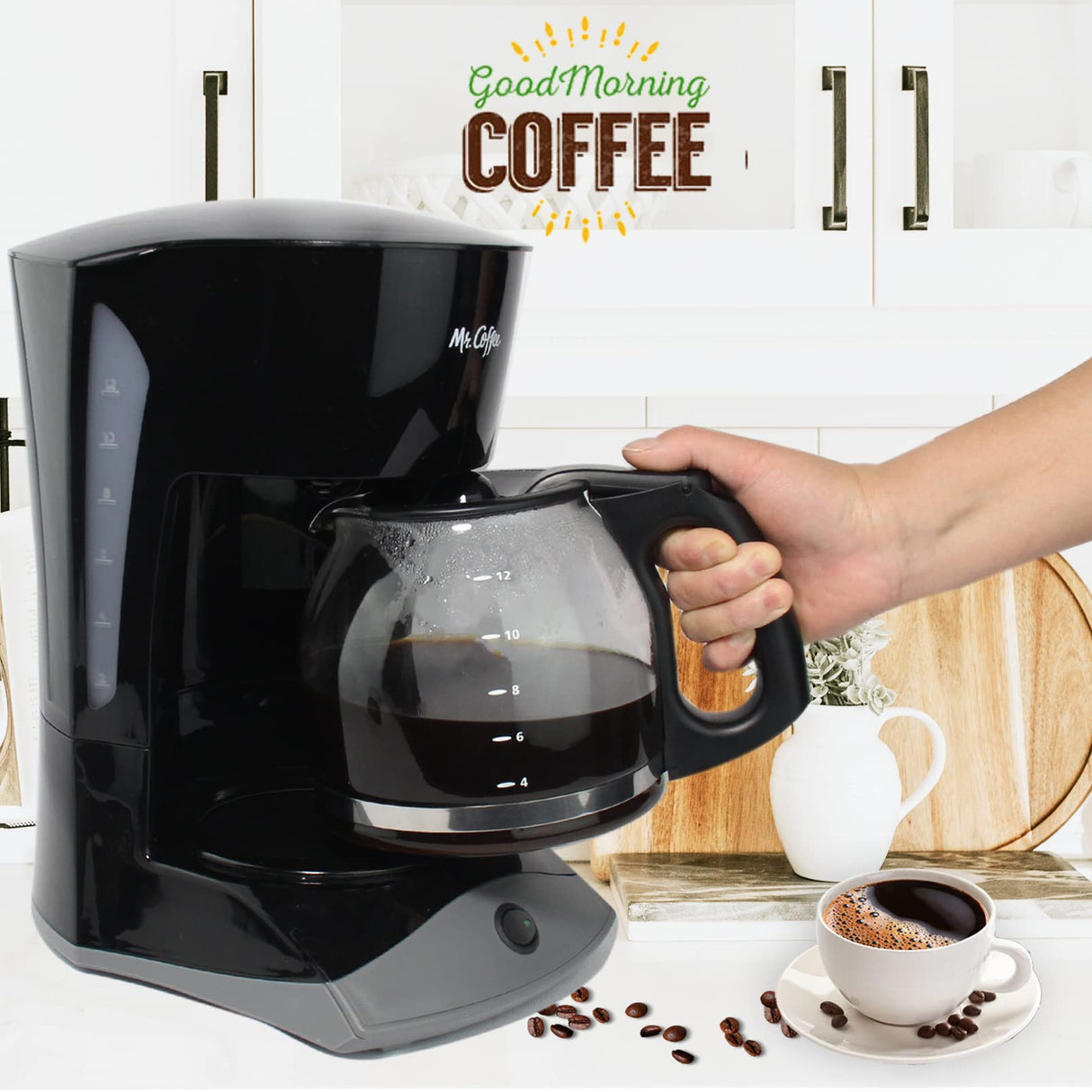 12-Cup Replacement Coffee Carafe Compatible with Mr. Coffee Coffee maker Pot, Replace Part# PLD12 PLD12-RB Series, Black Handle Cestlaive