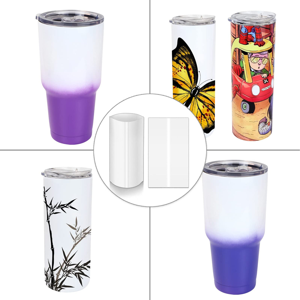 MAIKESUB 7x11 Inch 50 Pcs Sublimation Shrink Wrap Sleeves White Bags Sublimation Shrink Wrap for 30 oz car Cup Sublimation Shrink Film Heat Transfer Shrink Wrap (7x11) MAIKESUB