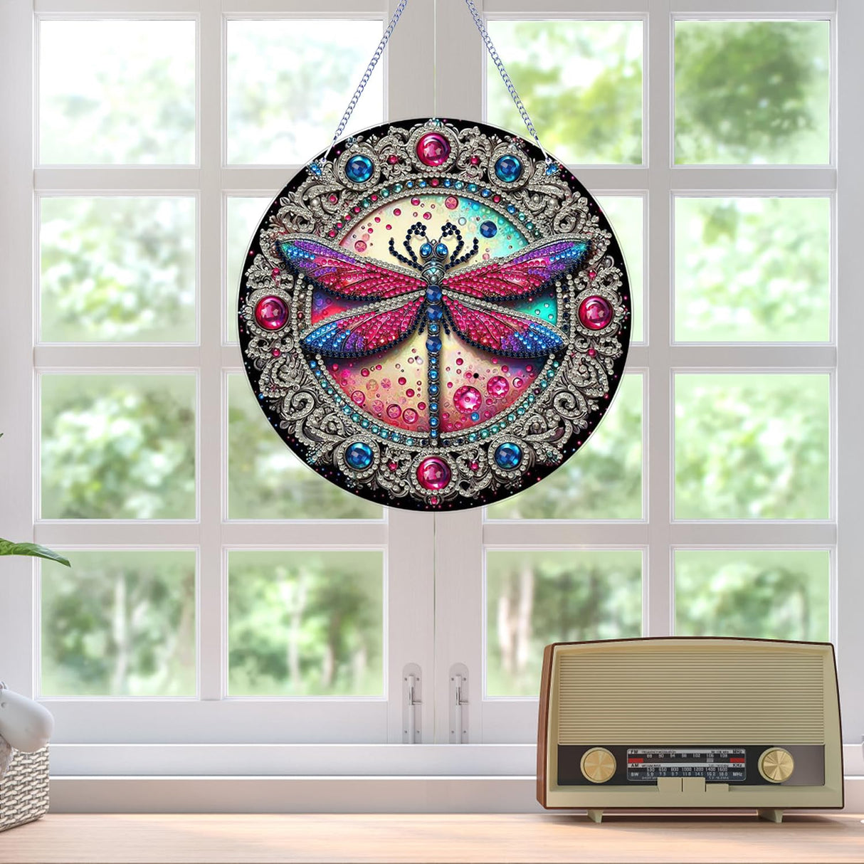 AIBOERL Dragonfly Diamond Art Kits for Adults, Special Shaped Diamond Painting DIY Acrylic Diamond Painting Kits Window Pendants Home Garden Wall, 5D Gem Art Ornament Kit Double Sided (7.8x7.8 inch) AIBOERL